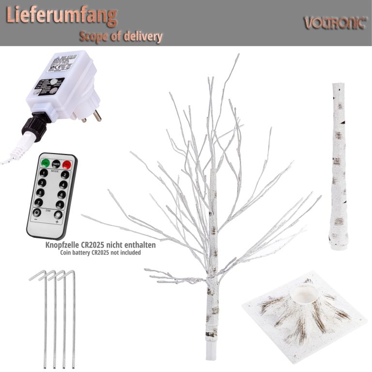 VOLTRONIC Světelná LED bříza s ovladačem, 150 cm, teplá bílá - Obrázek 2