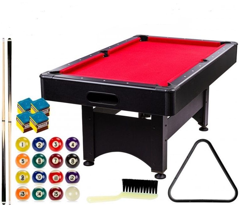 GamesPlanet Kulečníkový stůl 6 ft, černo/červený s vybavením GamesPlanet Kulečníkový stůl 6 ft, černo/červený s vybavením