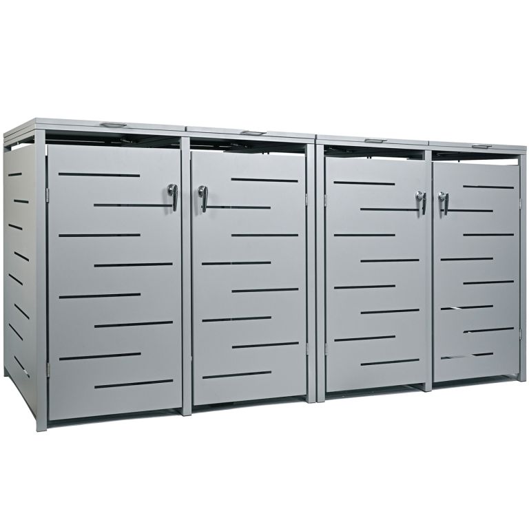 Stilista 91244 STILISTA Skříň na 4 popelnice, 260 x 80 x 116 cm, stříbrná Stilista 91244 STILISTA Skříň na 4 popelnice, 260 x 80 x 116 cm, stříbrná