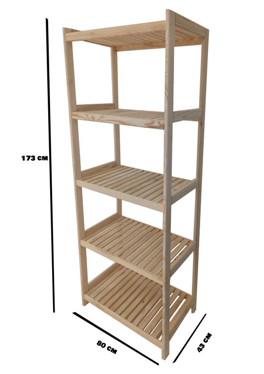 Gaboni 92682 Dřevěný regál s 5 policemi, 173 x 80 x 43 cm - Obrázek 2