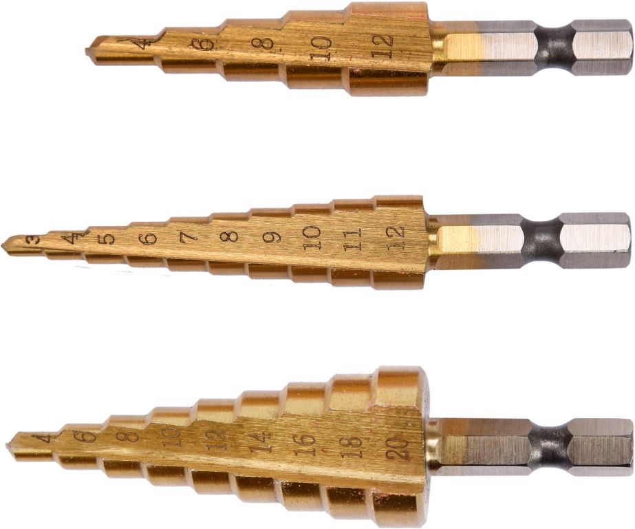 Sada stupňovitých kuželových vrtáků 3-20mm - Obrázek 2