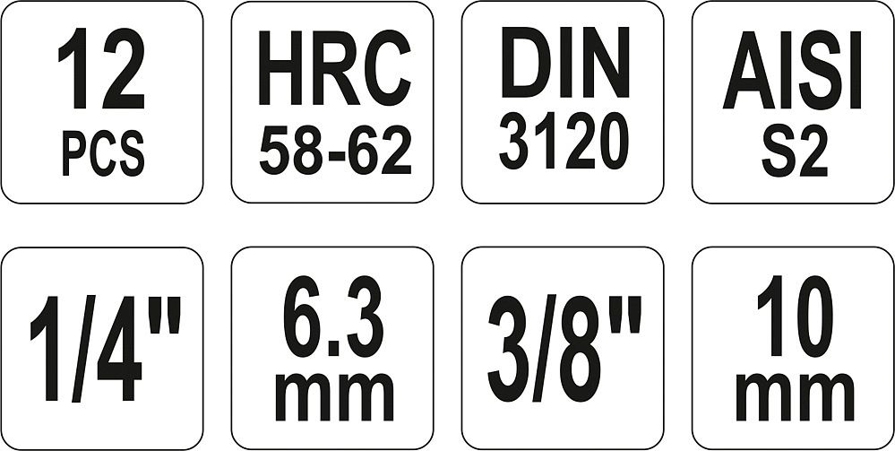 Bity Torx sada 12 ks (CrV 6150) - Obrázek 2