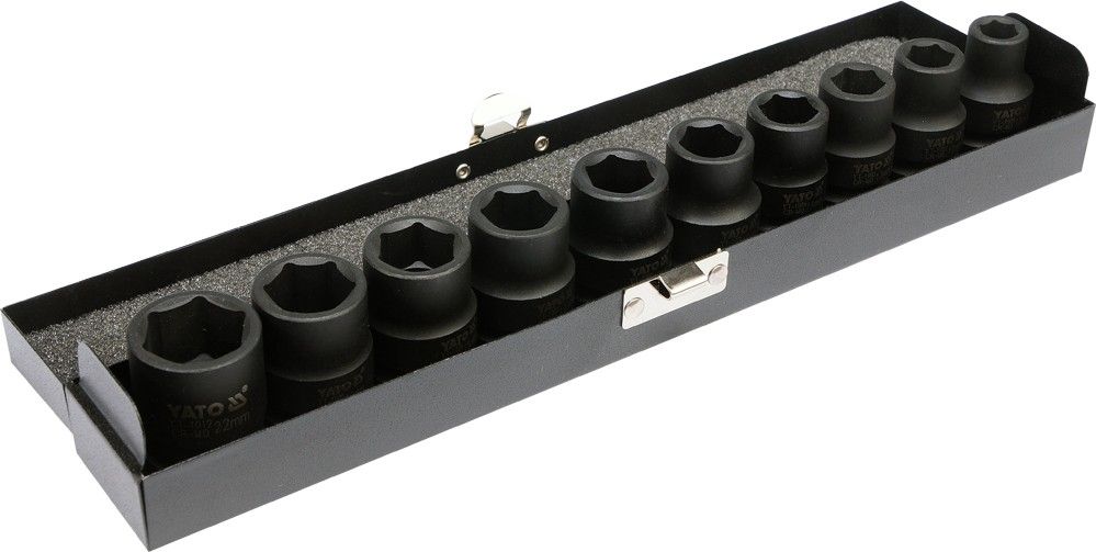 Yato Sada nástavců 1/2″ rázové šestihranné 10 ks 10-22 mm CrMo Yato Sada nástavců 1/2″ rázové šestihranné 10 ks 10-22 mm CrMo