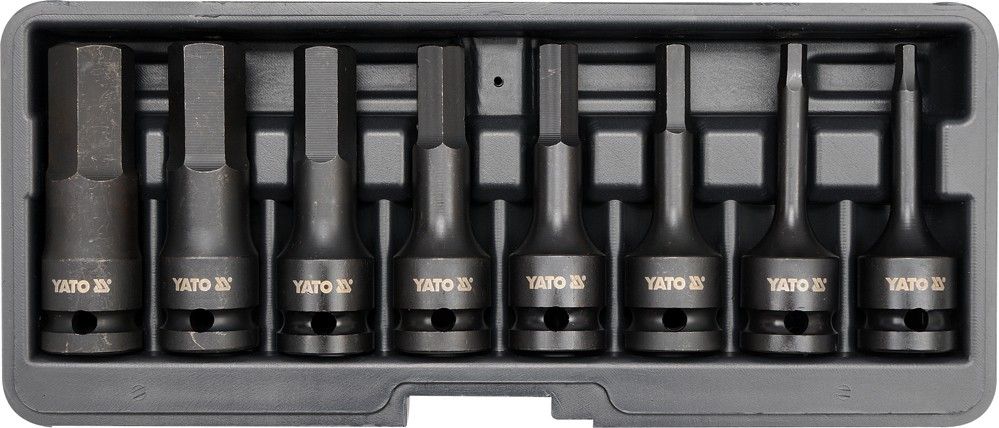 Yato Sada nástavců 1/2″ rázové 8 ks H6-H19 imbus CrMo Yato Sada nástavců 1/2″ rázové 8 ks H6-H19 imbus CrMo