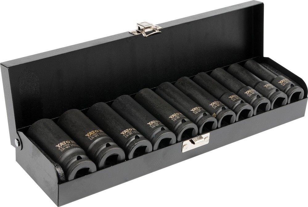 Yato Sada nástavců 1/2″ rázové šestihranné hluboké 11 ks Yato Sada nástavců 1/2″ rázové šestihranné hluboké 11 ks