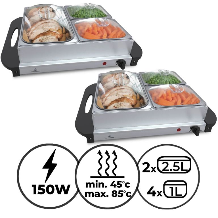 Jago 74196 Multifunkční bufetový ohřívač jídel, sada 2 kusů, 150 W - Obrázek 2