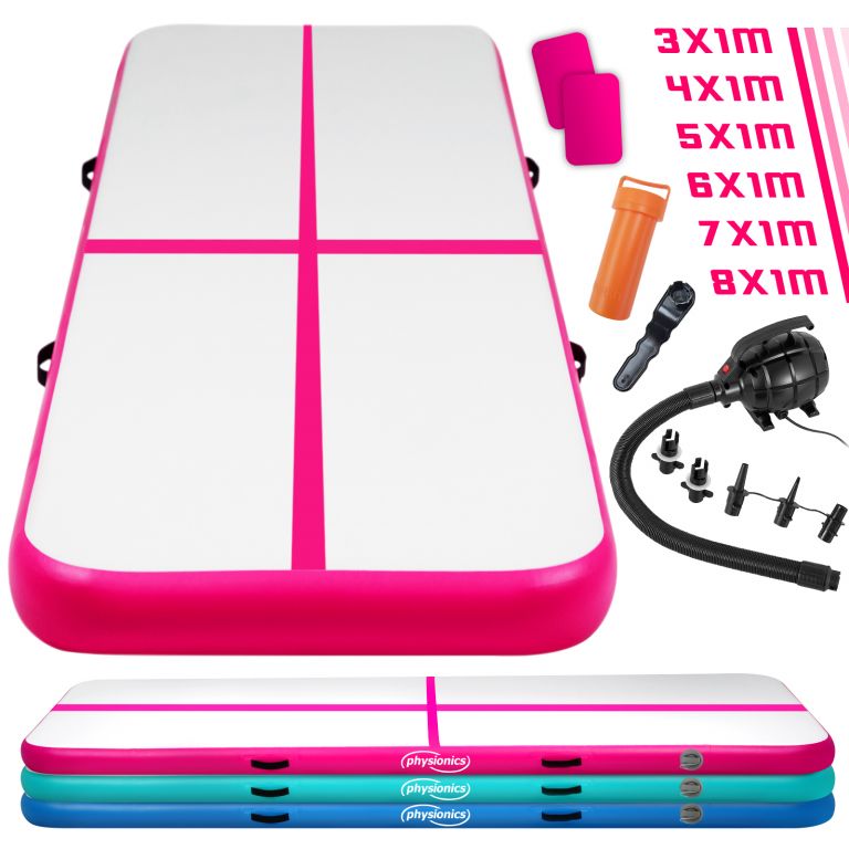 Physionics Airtrack nafukovací žíněnka, 8 m, růžová Physionics Airtrack nafukovací žíněnka, 8 m, růžová