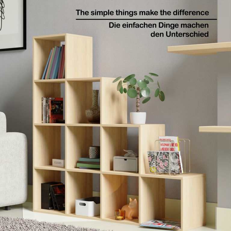 MIADOMODO Stupňovitý regál velký, volně stojící, Sonoma - Obrázek 2