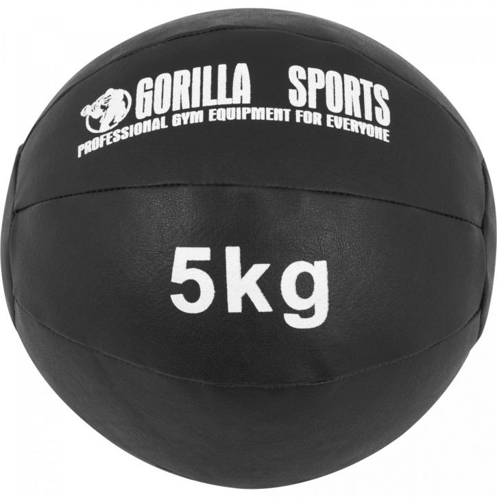 Gorilla Sports Sada kožených medicinbalů, 12 kg, černý - Obrázek 2