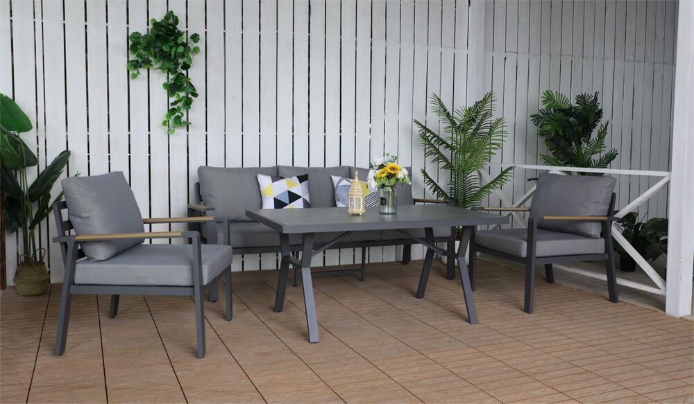 SIBIU hliníkový stůl 140 x 80 cm, grafit - Obrázek 2