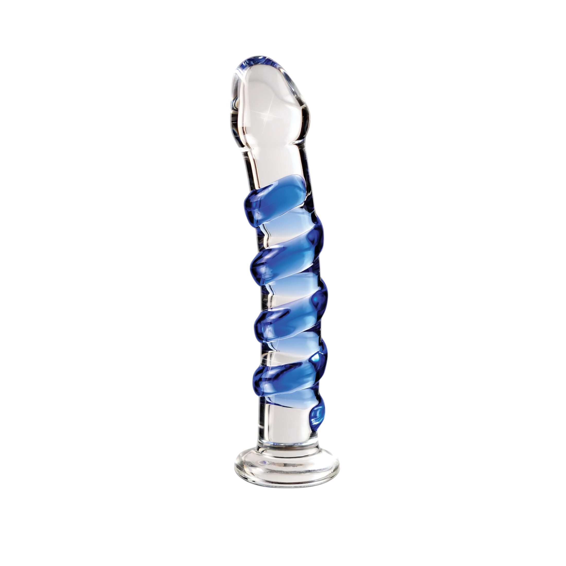 Icicles No. 5 – spirál üveg dildó (átlátszó-kék)