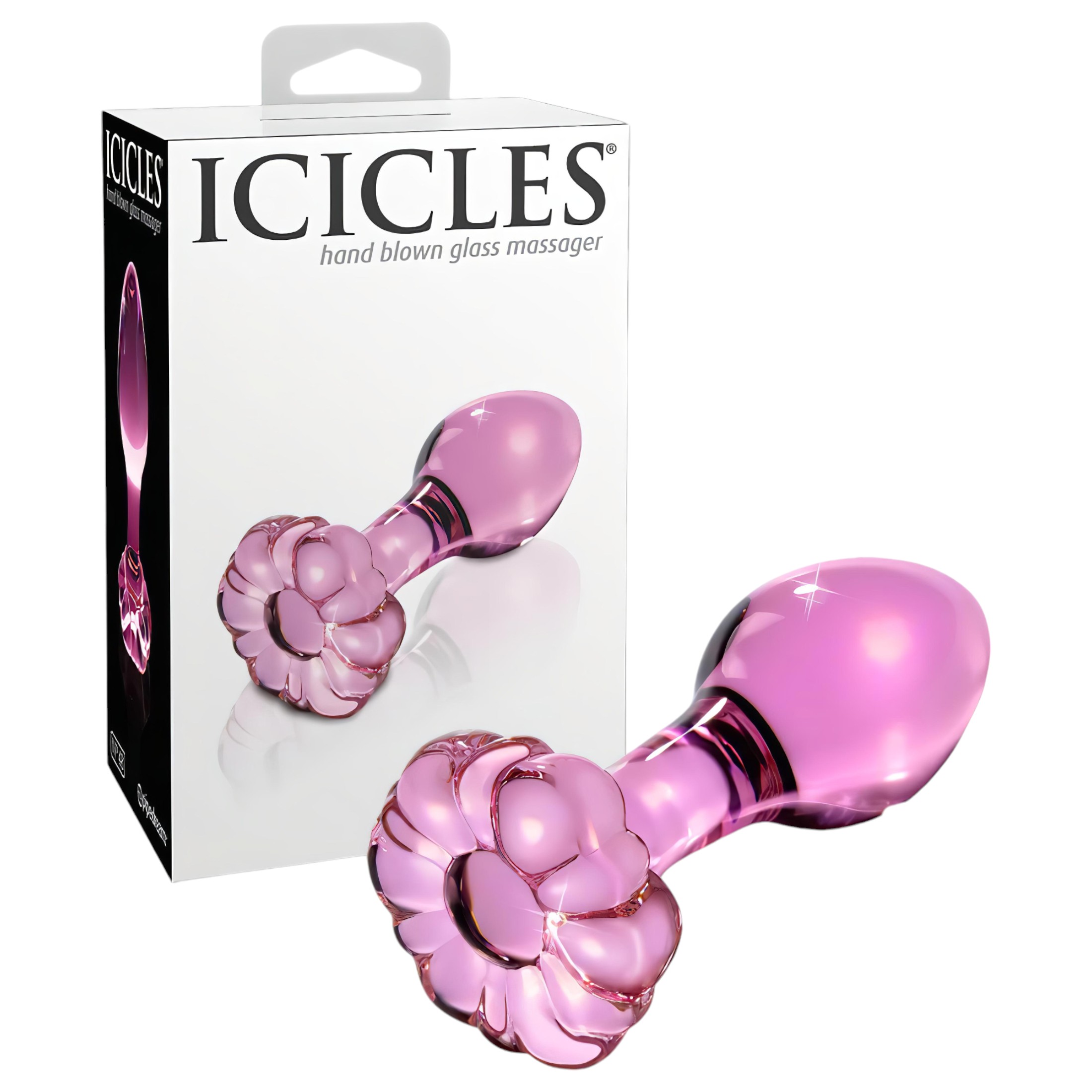Icicles No. 48 – virágos üveg anál kúp (pink)
