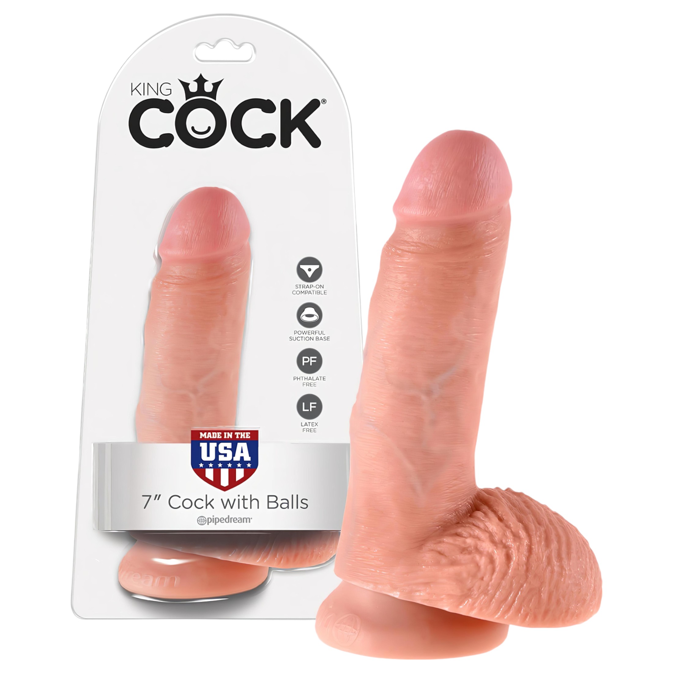King Cock 7 herés dildó (18 cm) – natúr