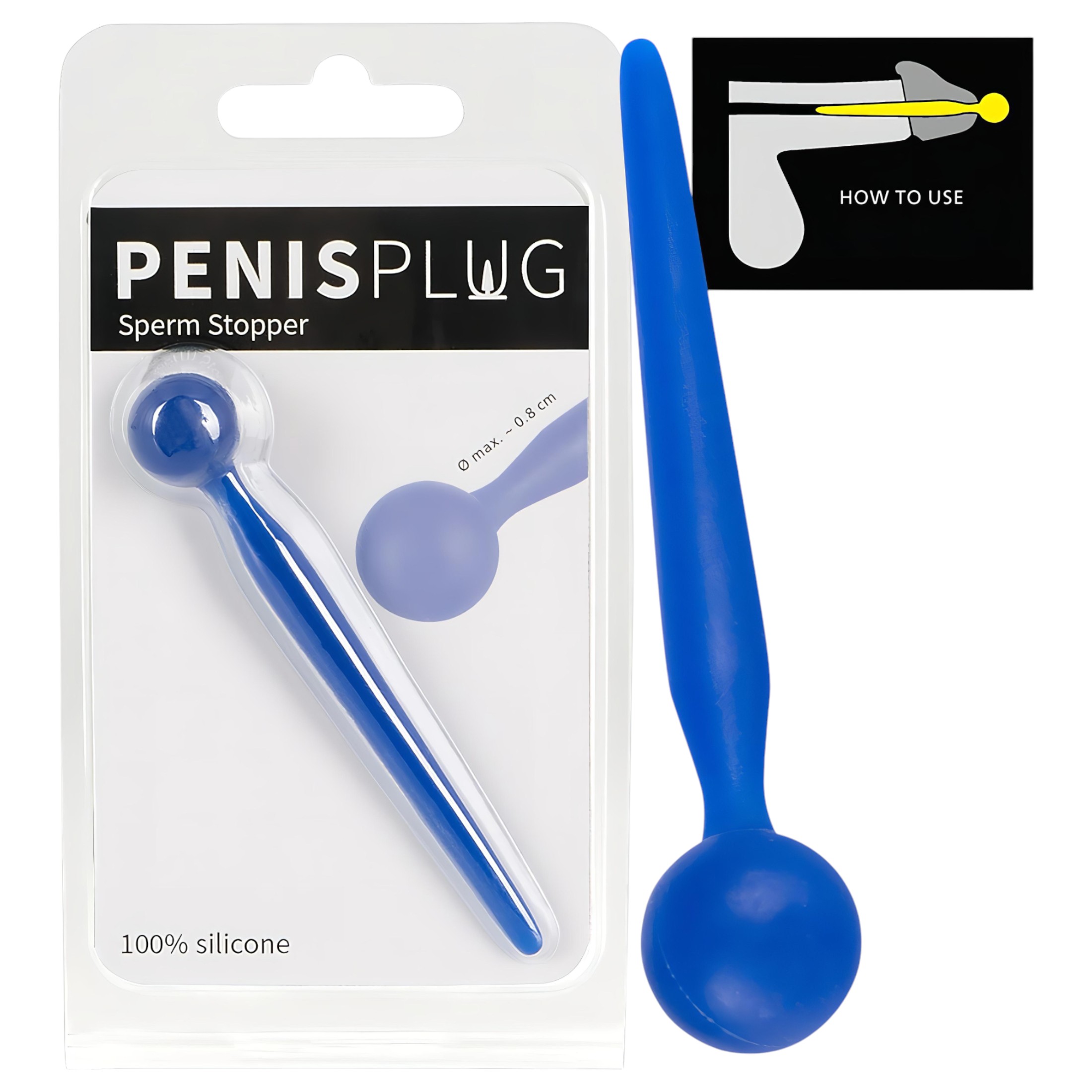 Dilator Sperm Stopper – gömbös, szilikon dilátor (kék)