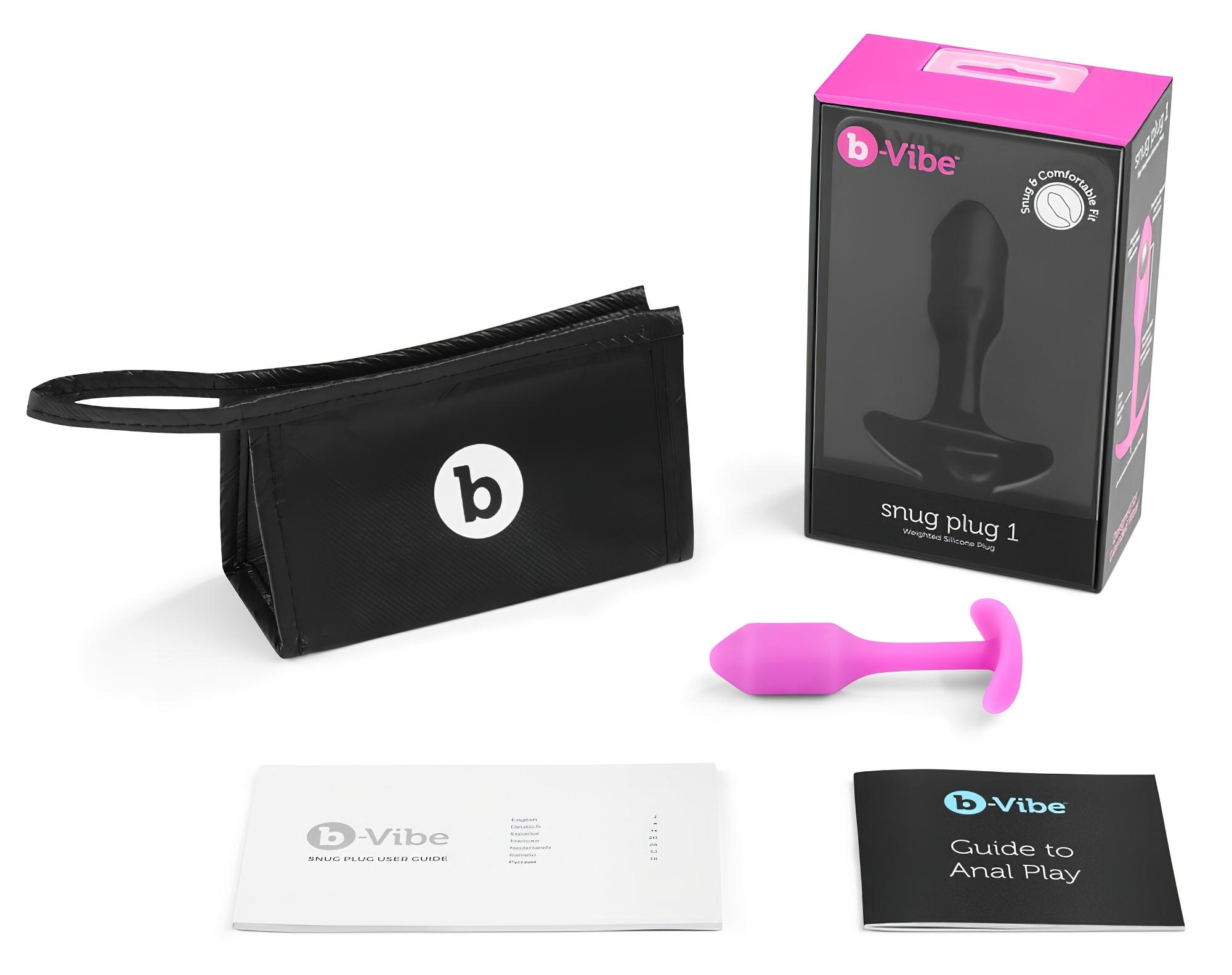 b-vibe Snug Plug 1 – anál plug belső súllyal (55g) – pink