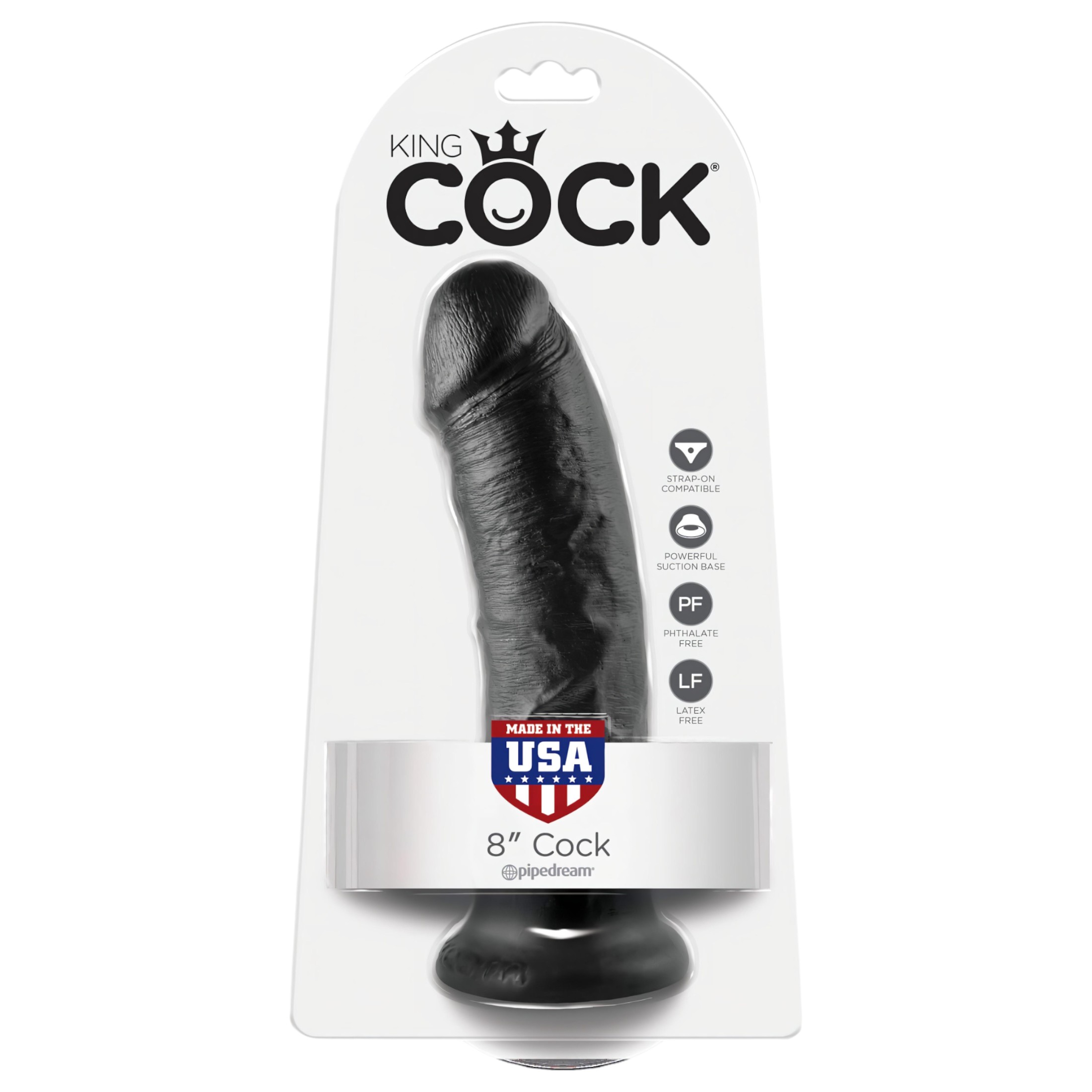 King Cock 8 dildó (20 cm) – fekete