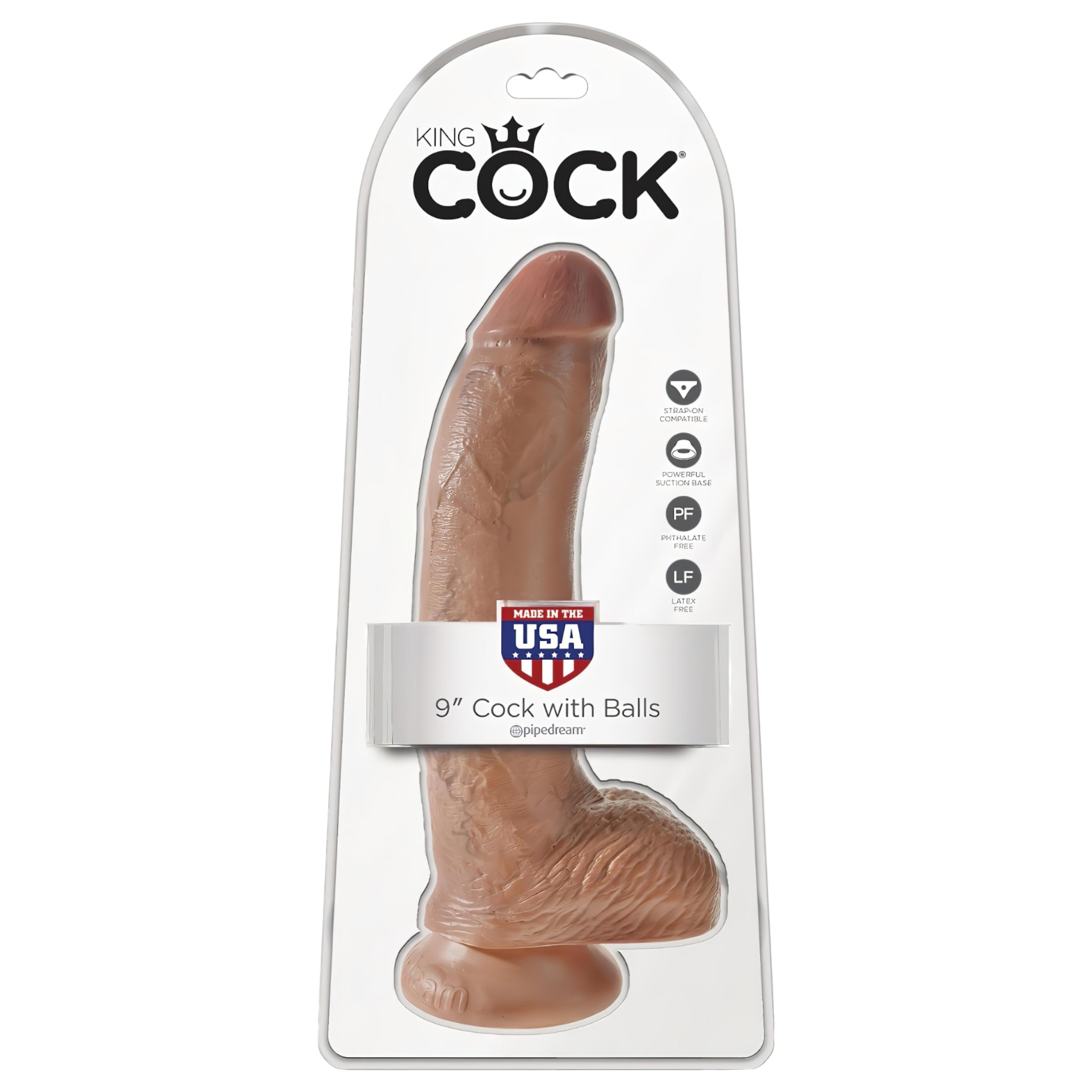 King Cock 9 herés dildó (23 cm) – barna
