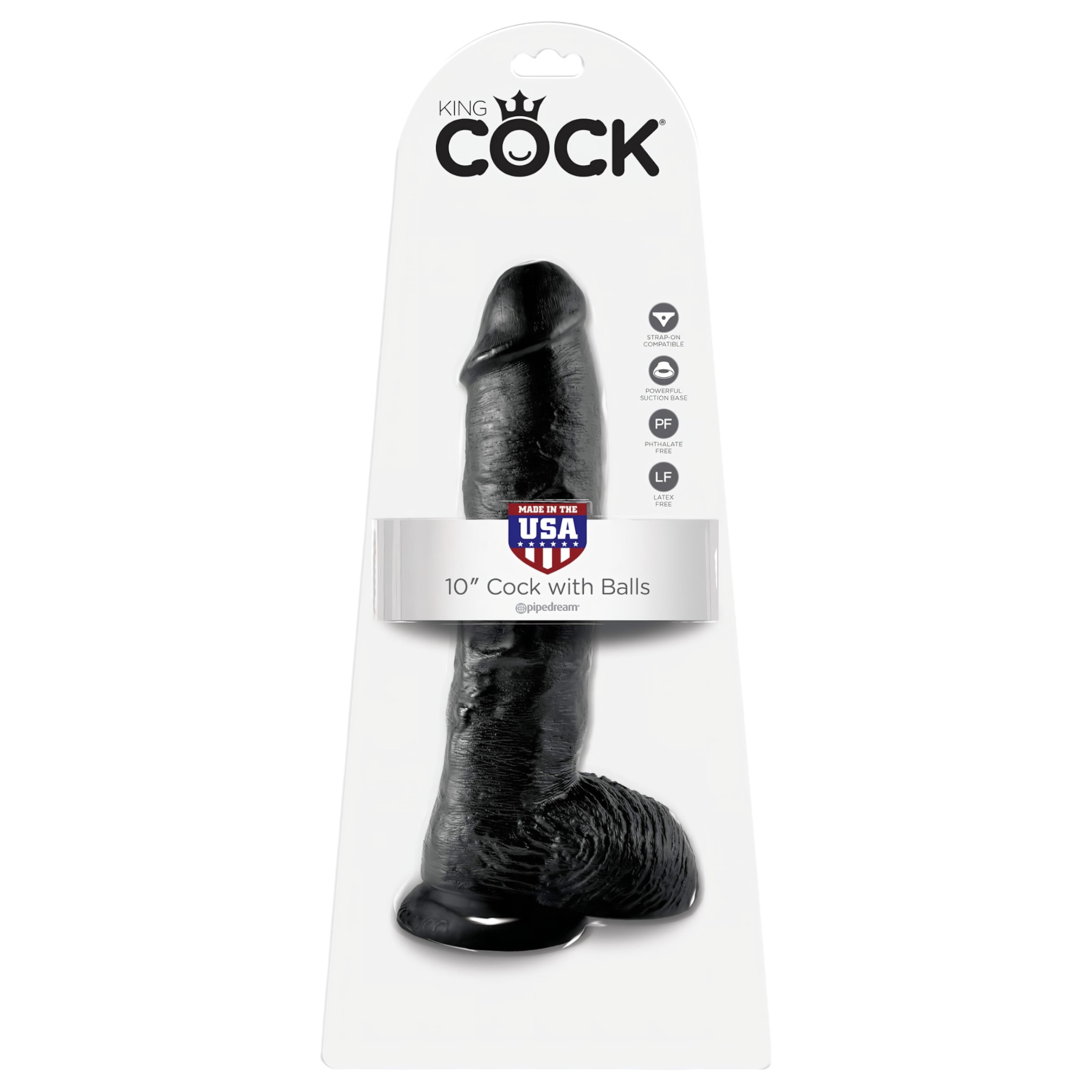 King Cock 10 herés dildó (25 cm) – fekete