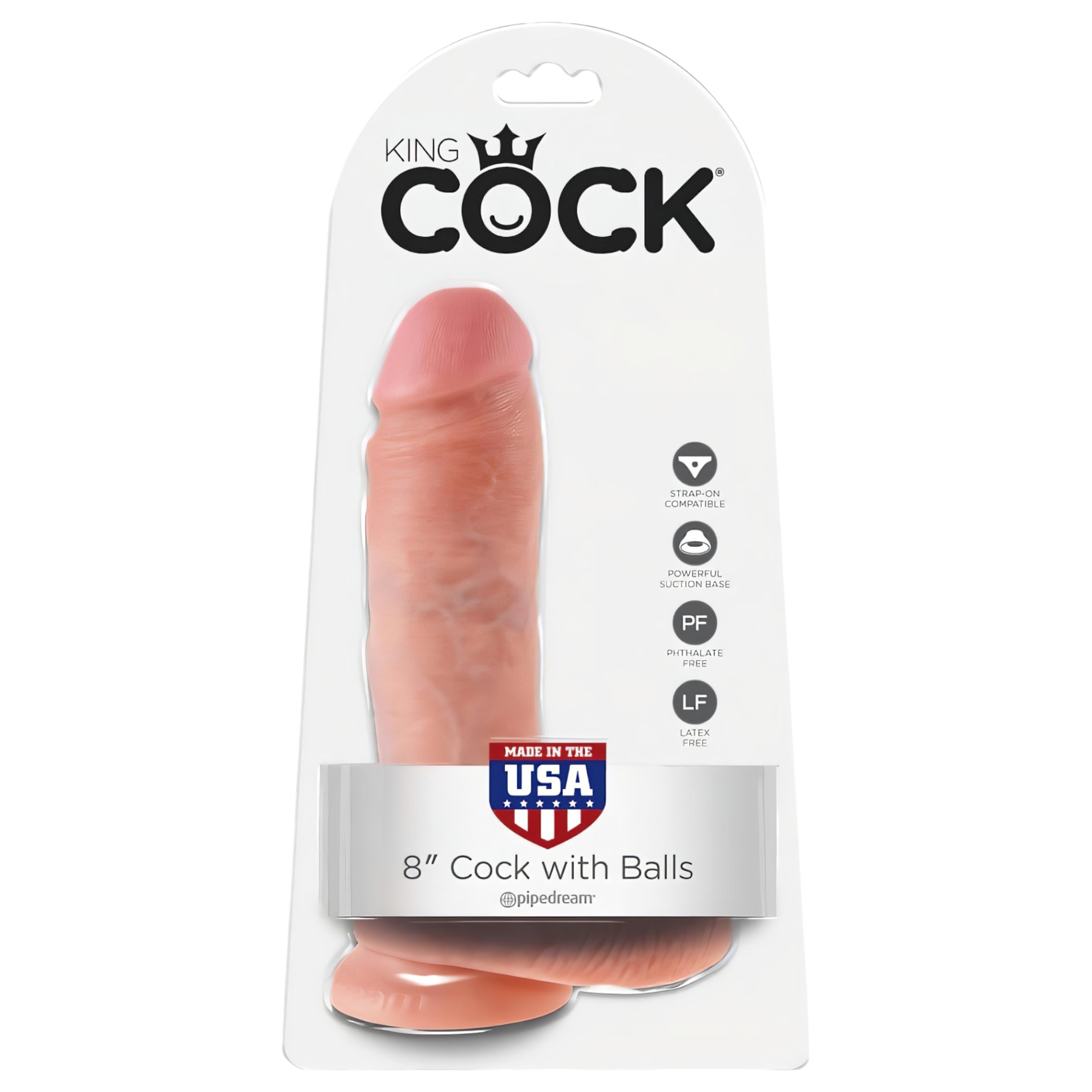 King Cock 8 herés dildó (20 cm) – natúr