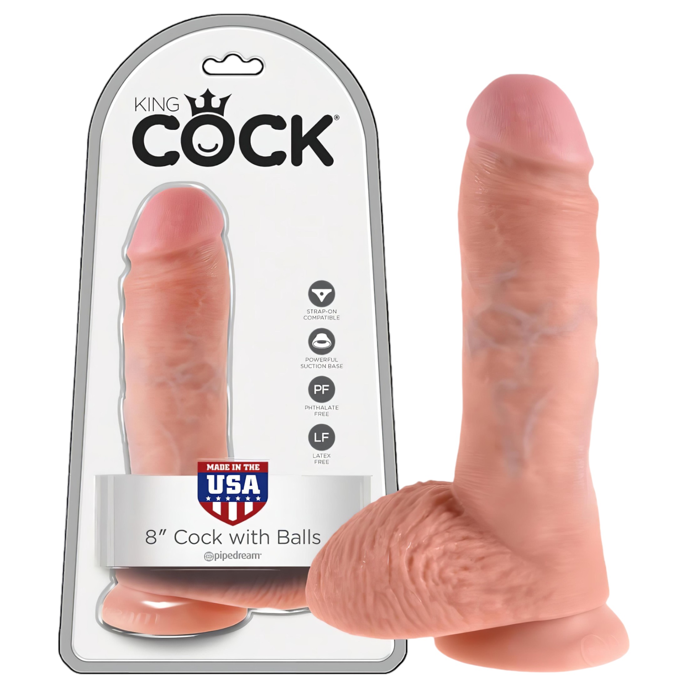 King Cock 8 herés dildó (20 cm) – natúr