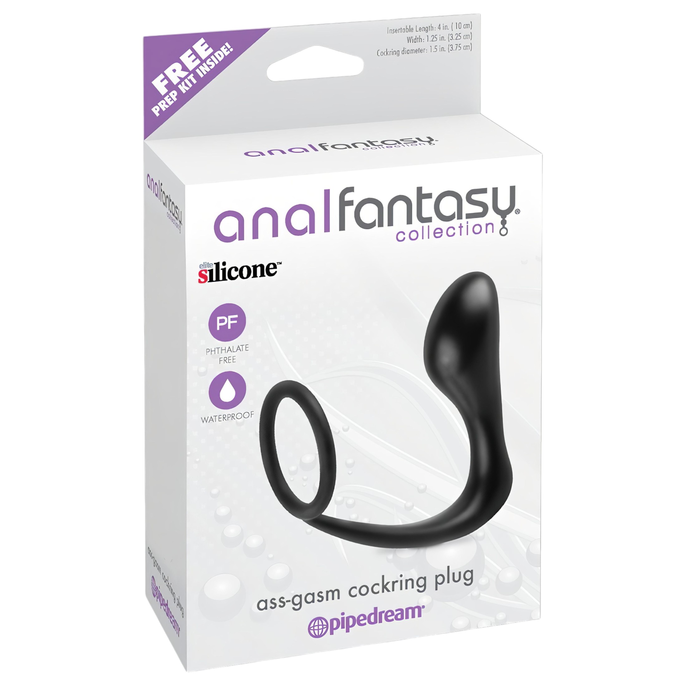 analfantasy ass-gasm – anál plug péniszgyűrűvel (fekete)
