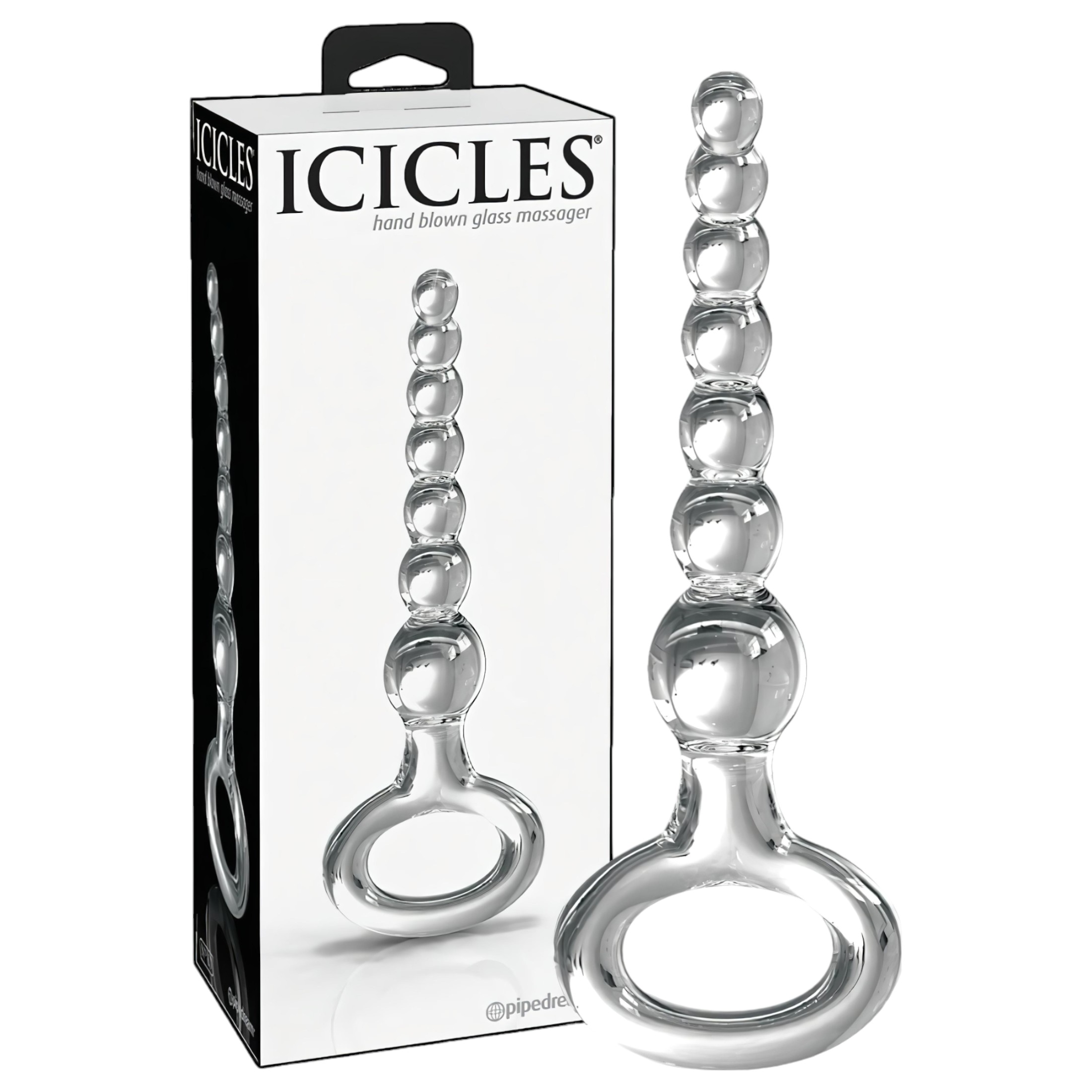 Icicles No. 67 – gömbös üveg dildó (átlátszó)