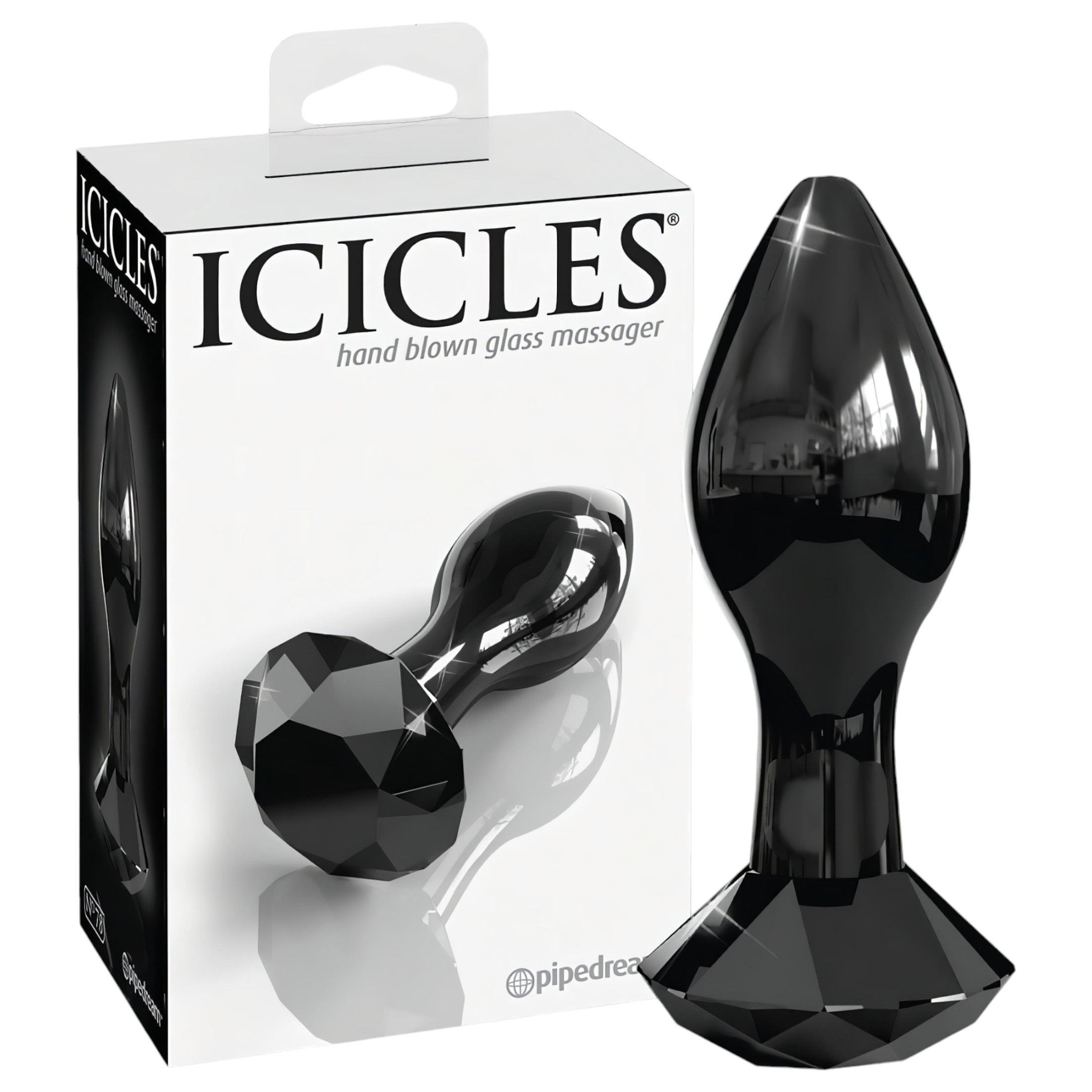 Icicles No. 78 – kúpos üveg anál plug (fekete)