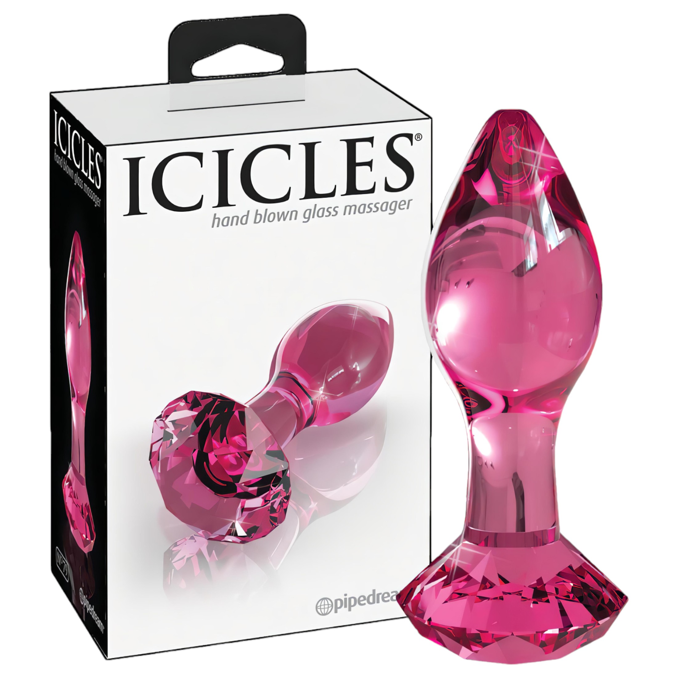 Icicles No. 79 – kúpos üveg anál plug (pink)