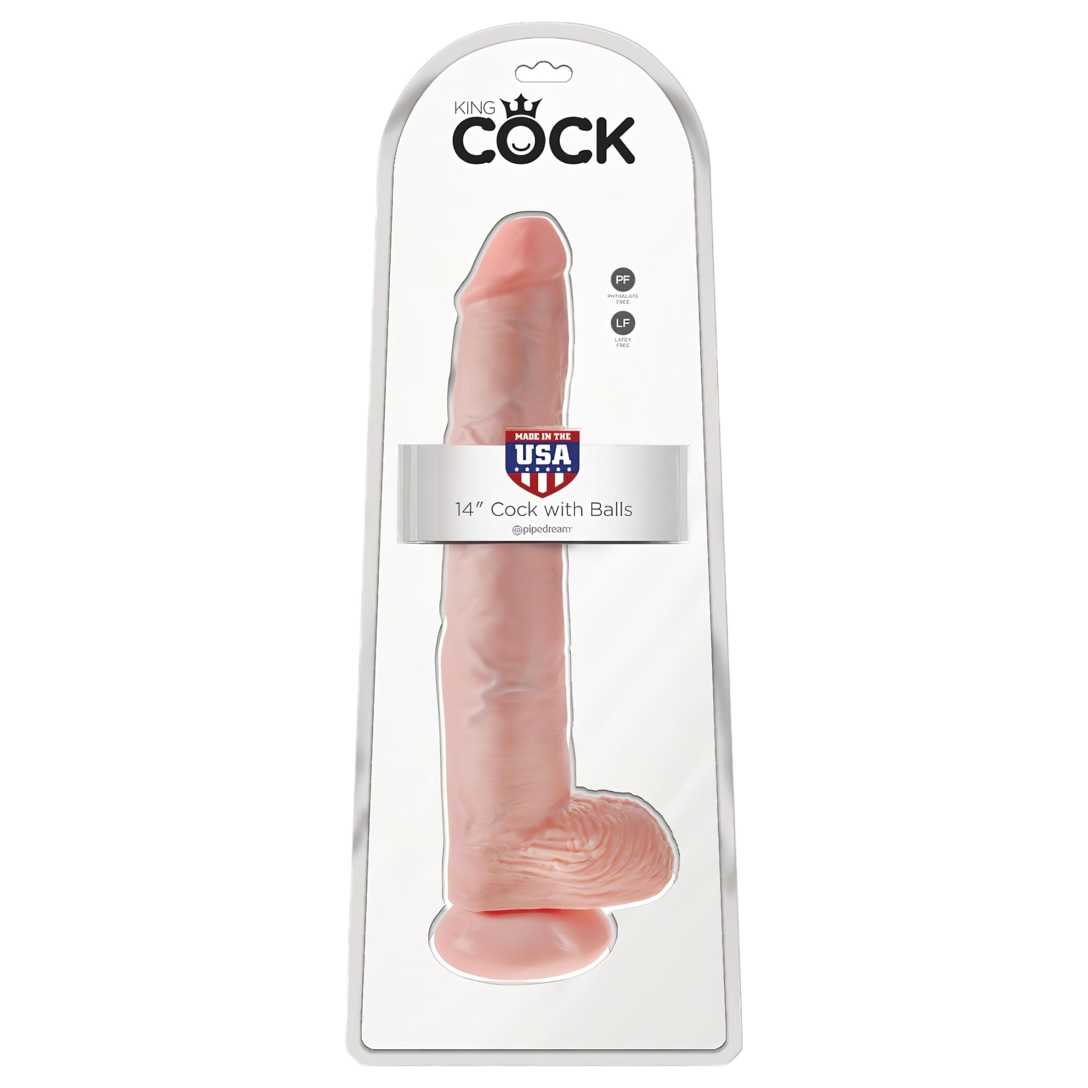 King Cock 14 herés nagy dildó (35cm) – natúr