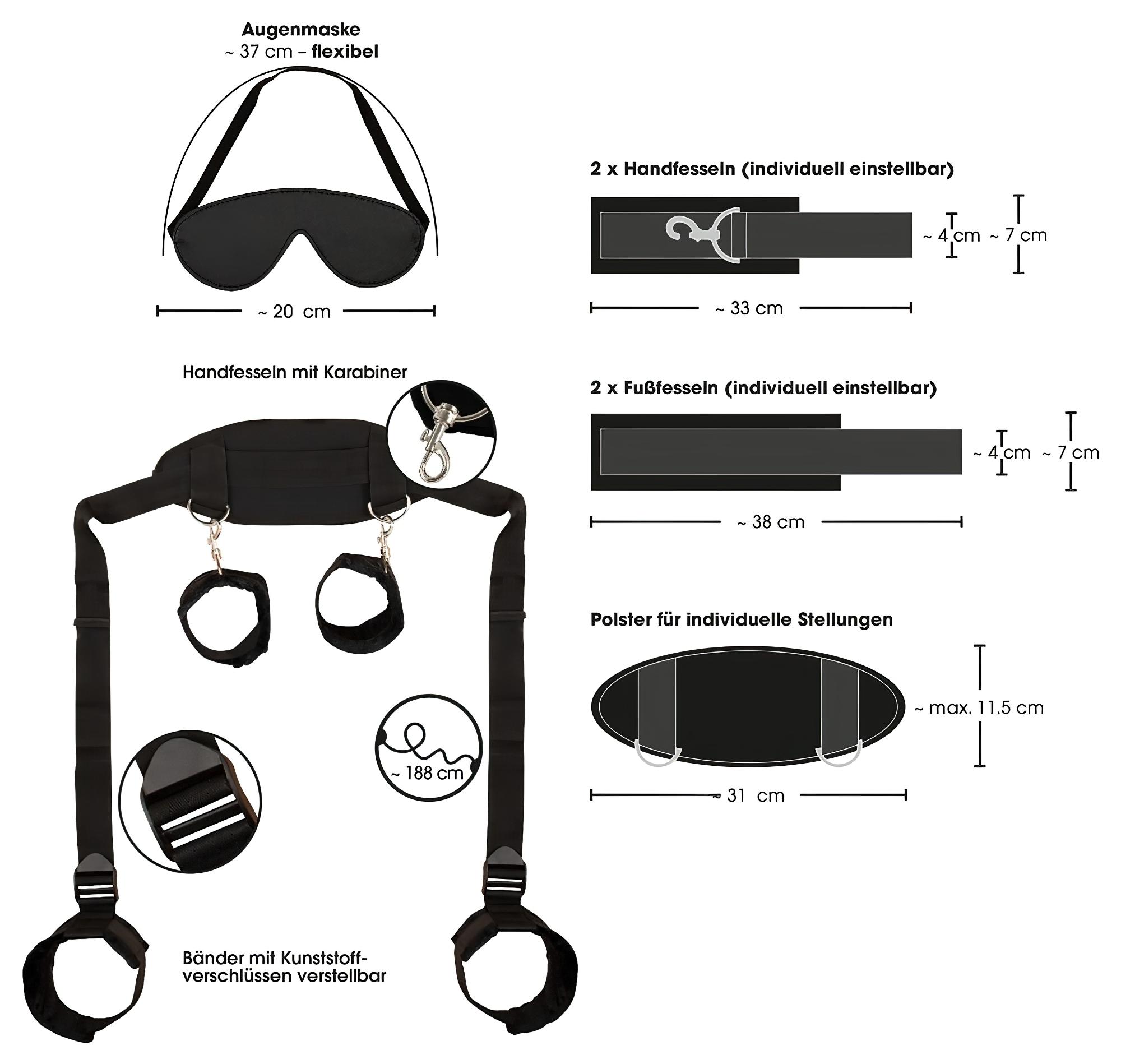 Bad Kitty – nyak-csukló-boka bilincs (fekete)