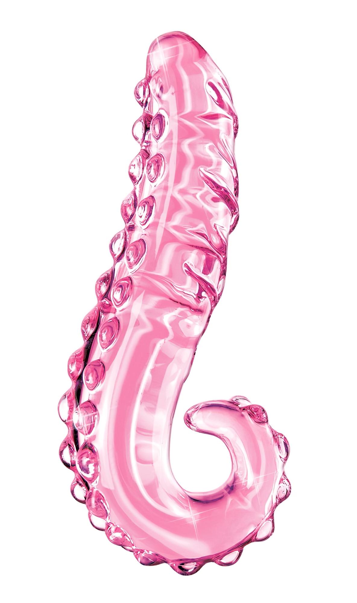 Icicles No. 24 – bordázott nyelv üveg dildó (pink)