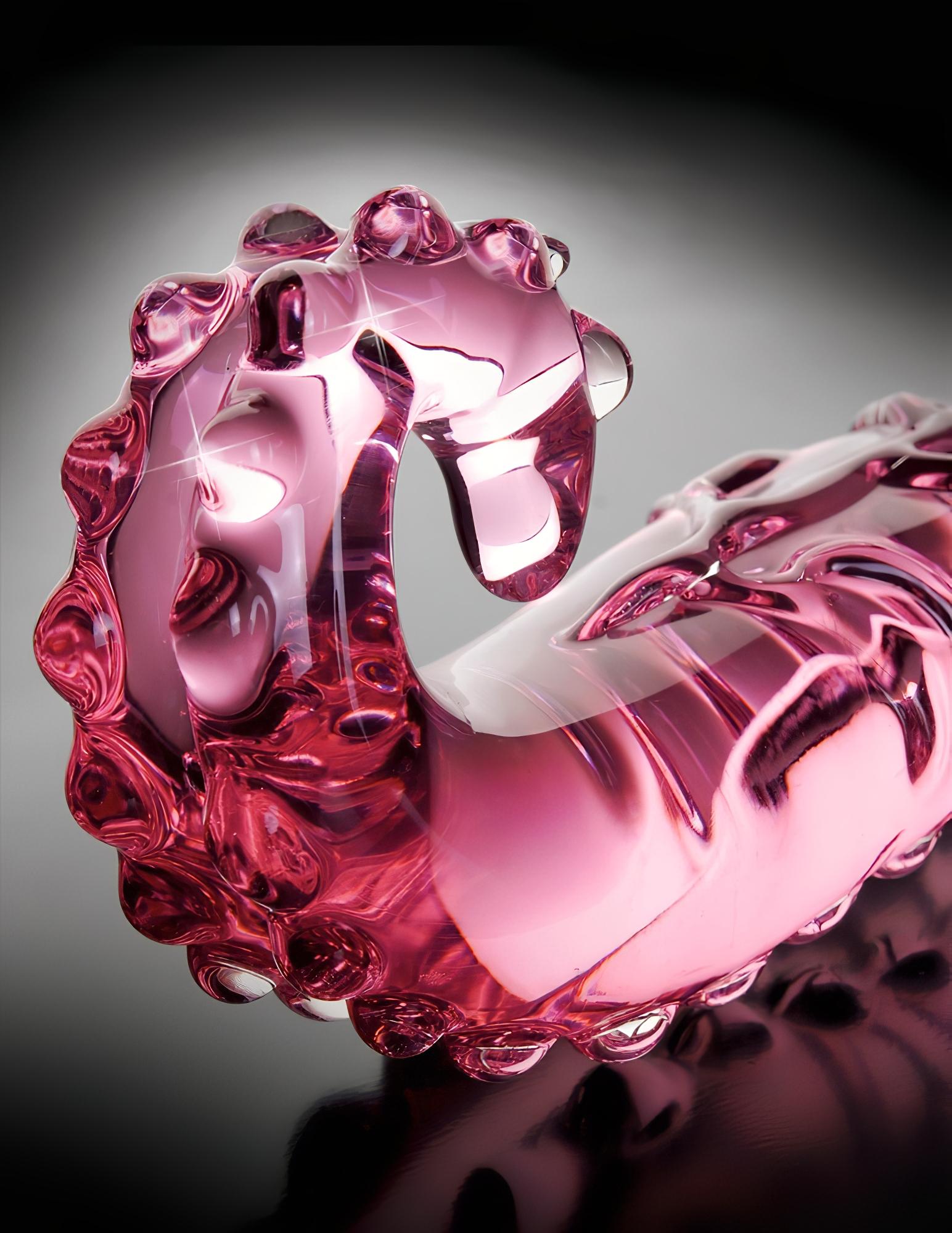 Icicles No. 24 – bordázott nyelv üveg dildó (pink)