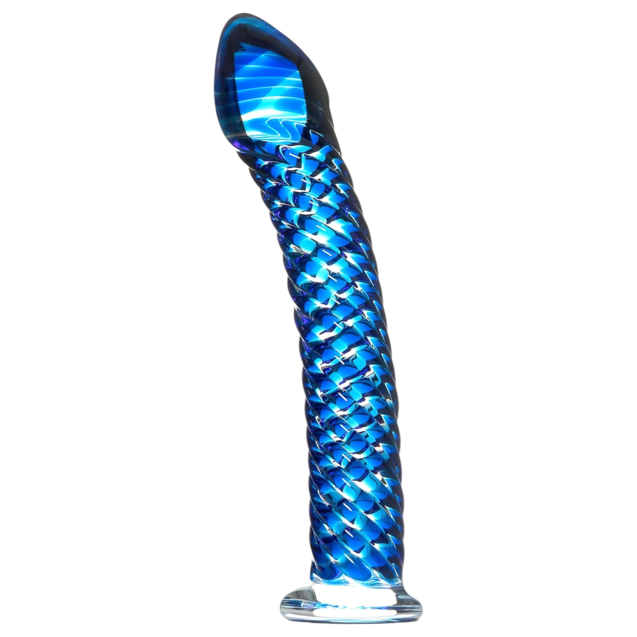 Icicles No. 29 – spirál, pénisz üveg dildó (kék)