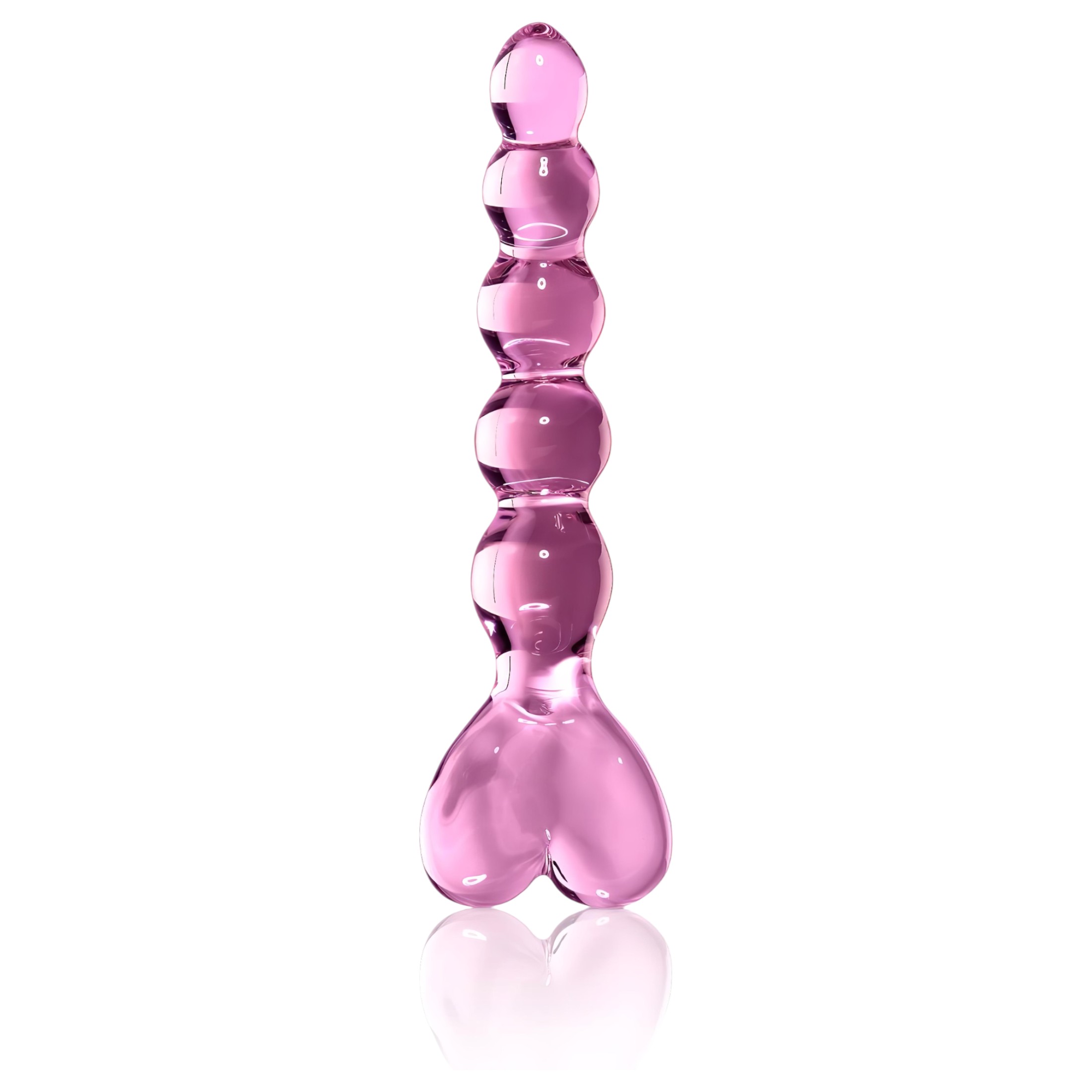 Icicles No. 43 – gyöngyös, szíves üveg dildó (pink)