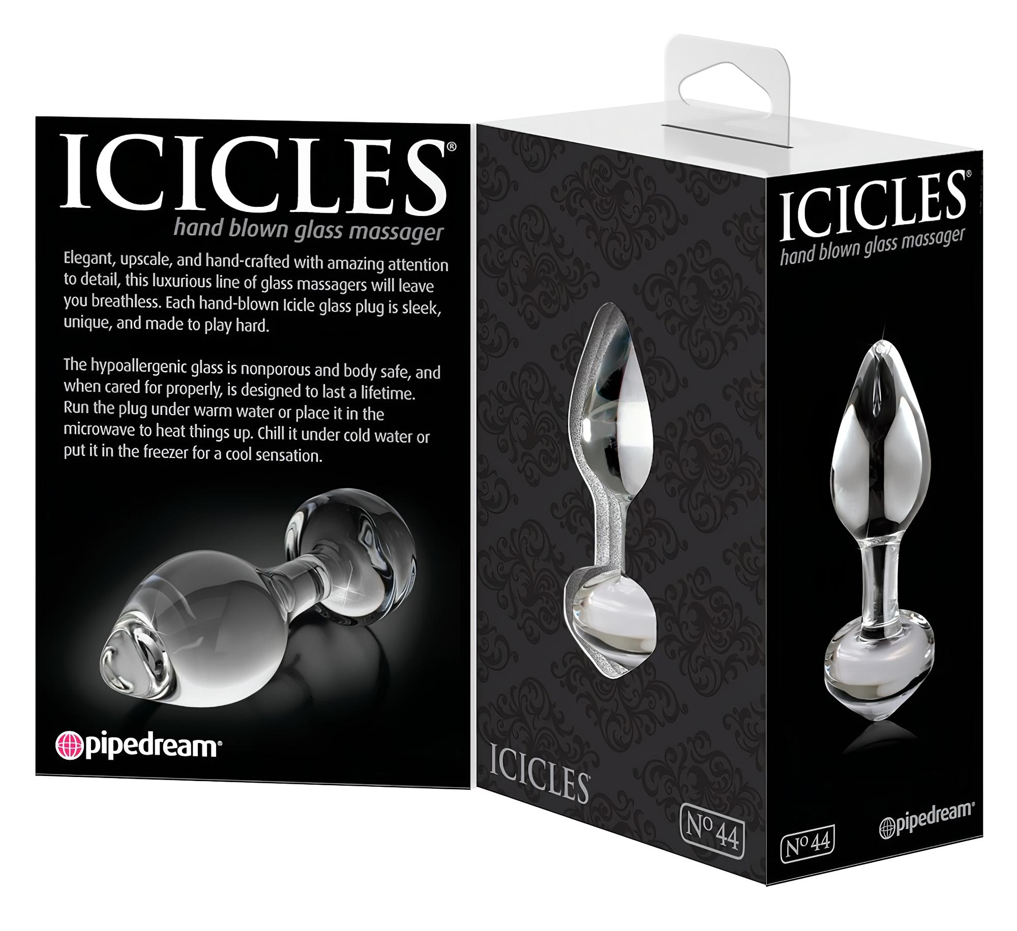 Icicles No. 44 – kúpos, üveg anál plug (átlátszó)