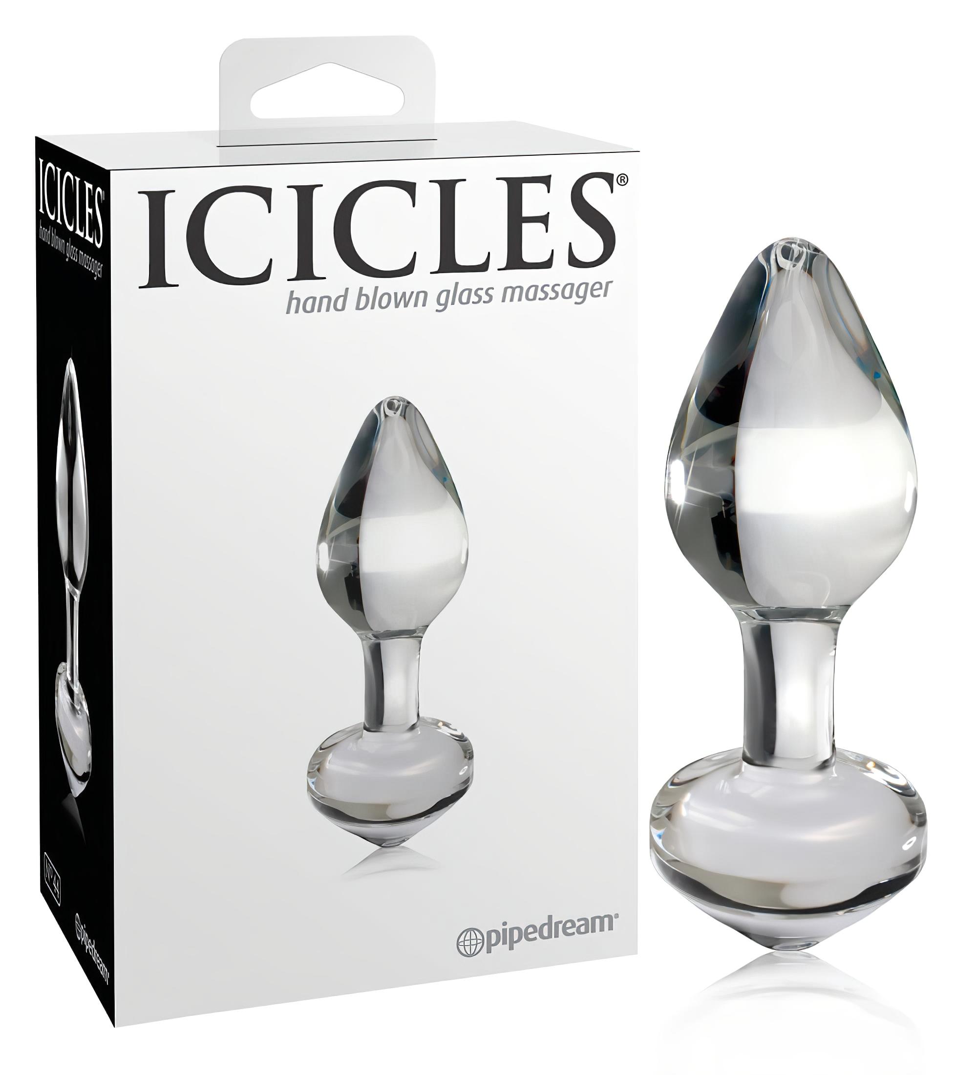Icicles No. 44 – kúpos, üveg anál plug (átlátszó)