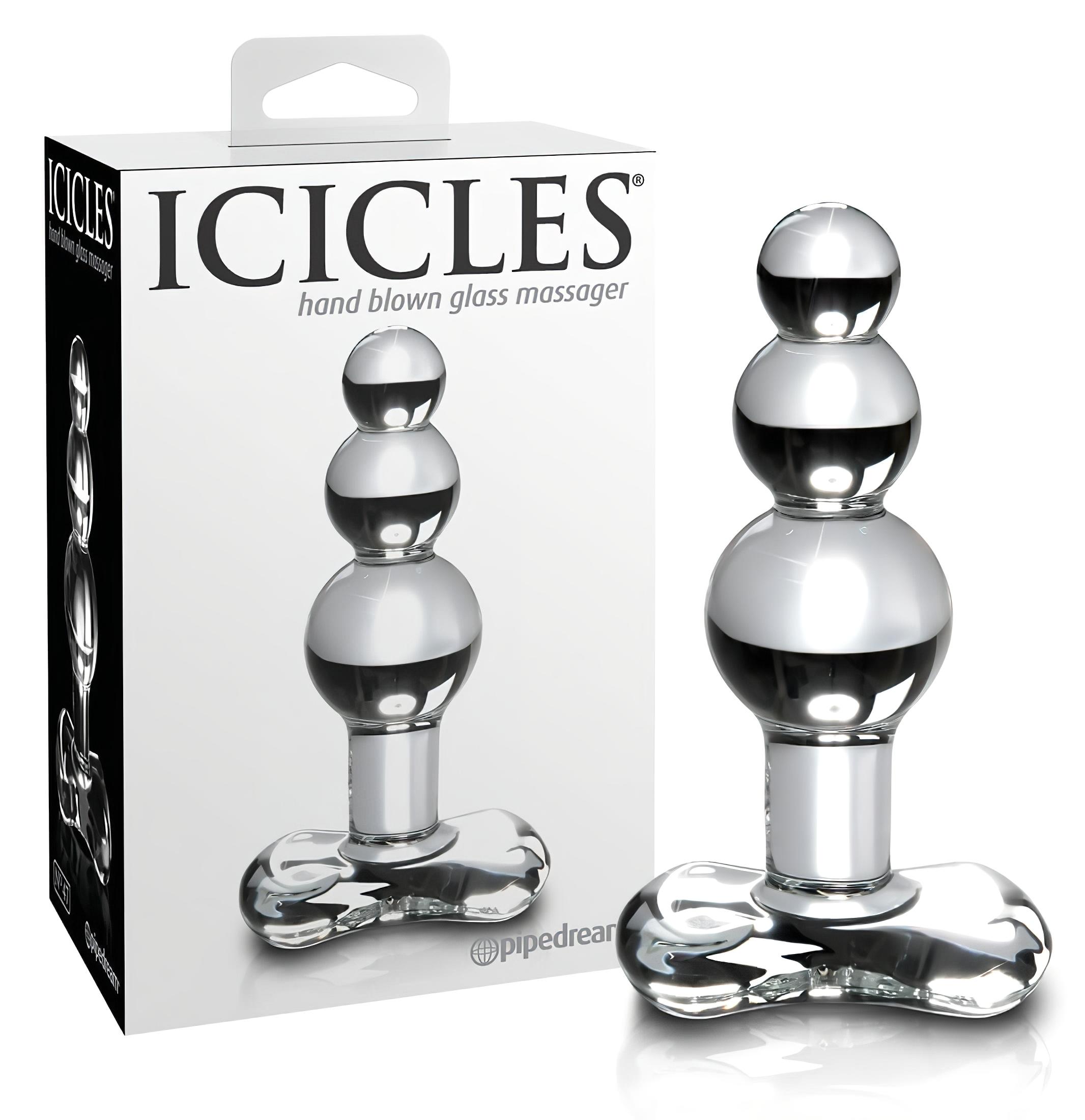 Icicles No. 47 – tripla gyöngyös, üveg anál plug (átlátszó)