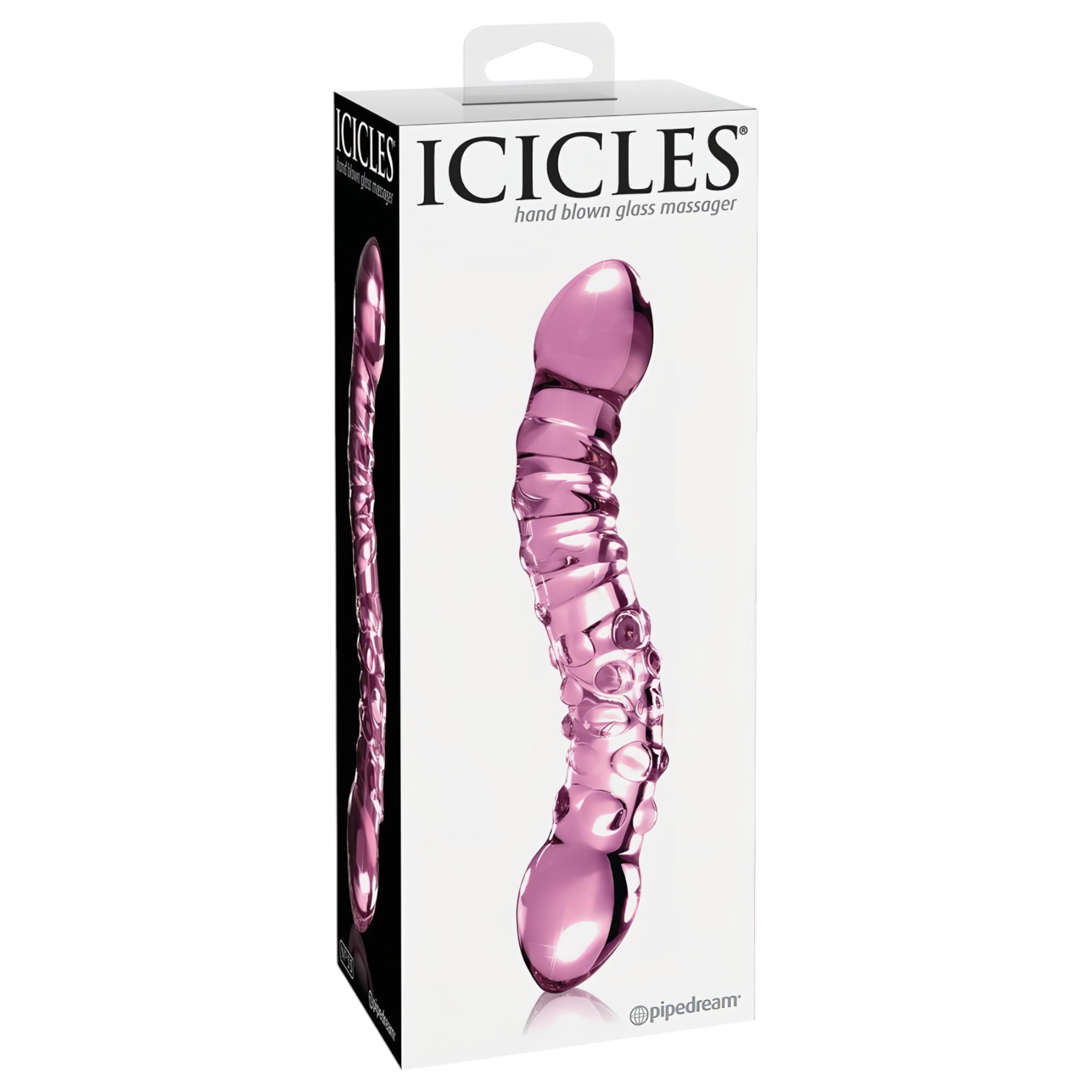 Icicles No. 55 – kétvégű, G-pont üveg dildó (pink)