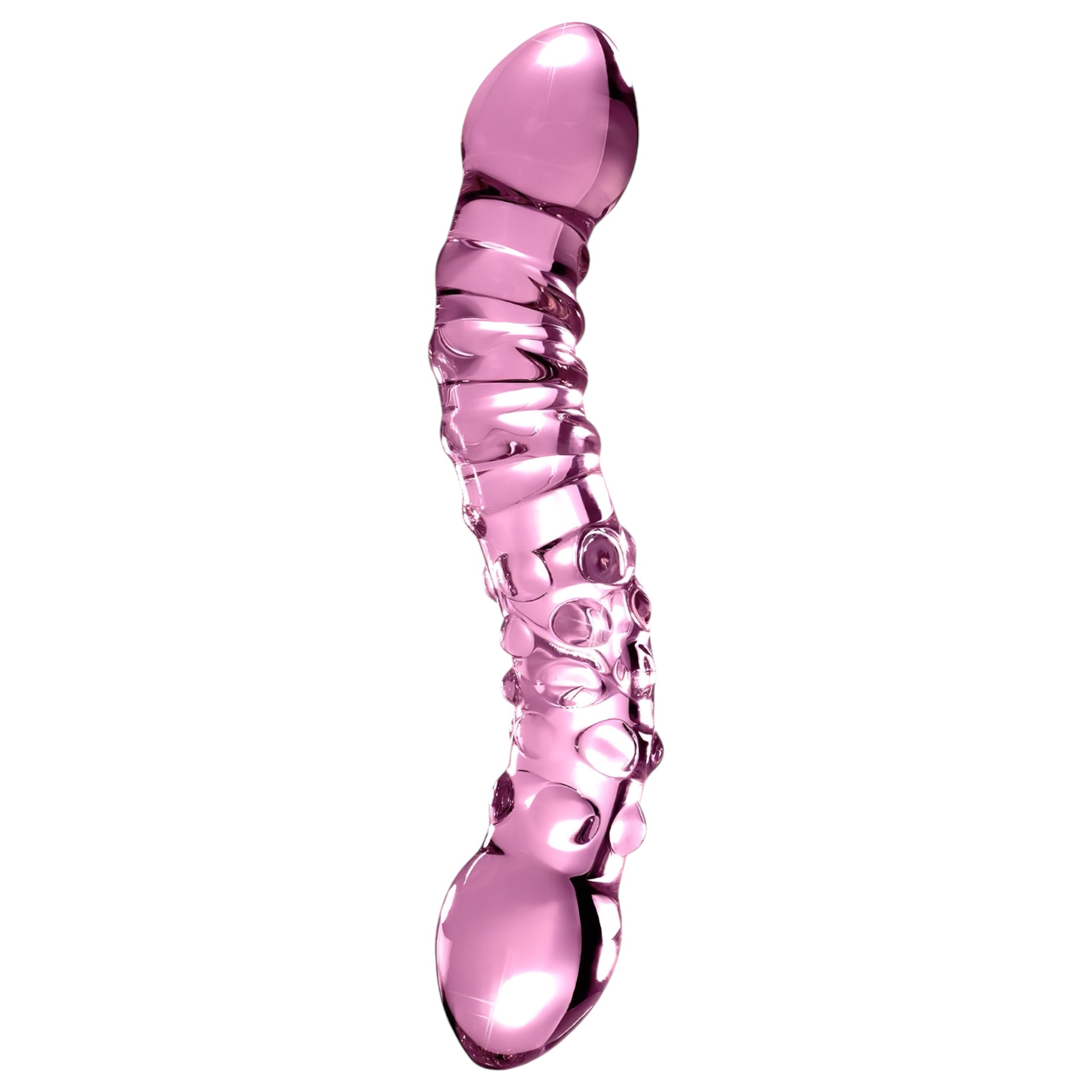 Icicles No. 55 – kétvégű, G-pont üveg dildó (pink)