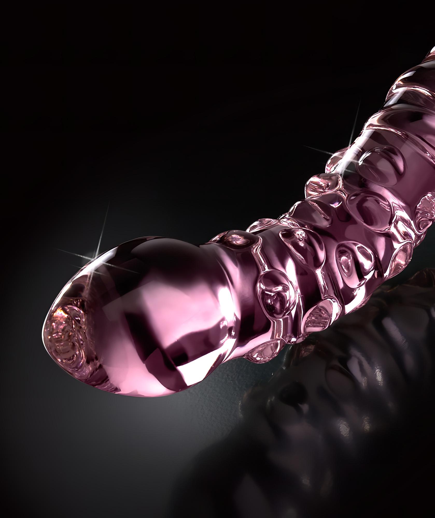 Icicles No. 55 – kétvégű, G-pont üveg dildó (pink)