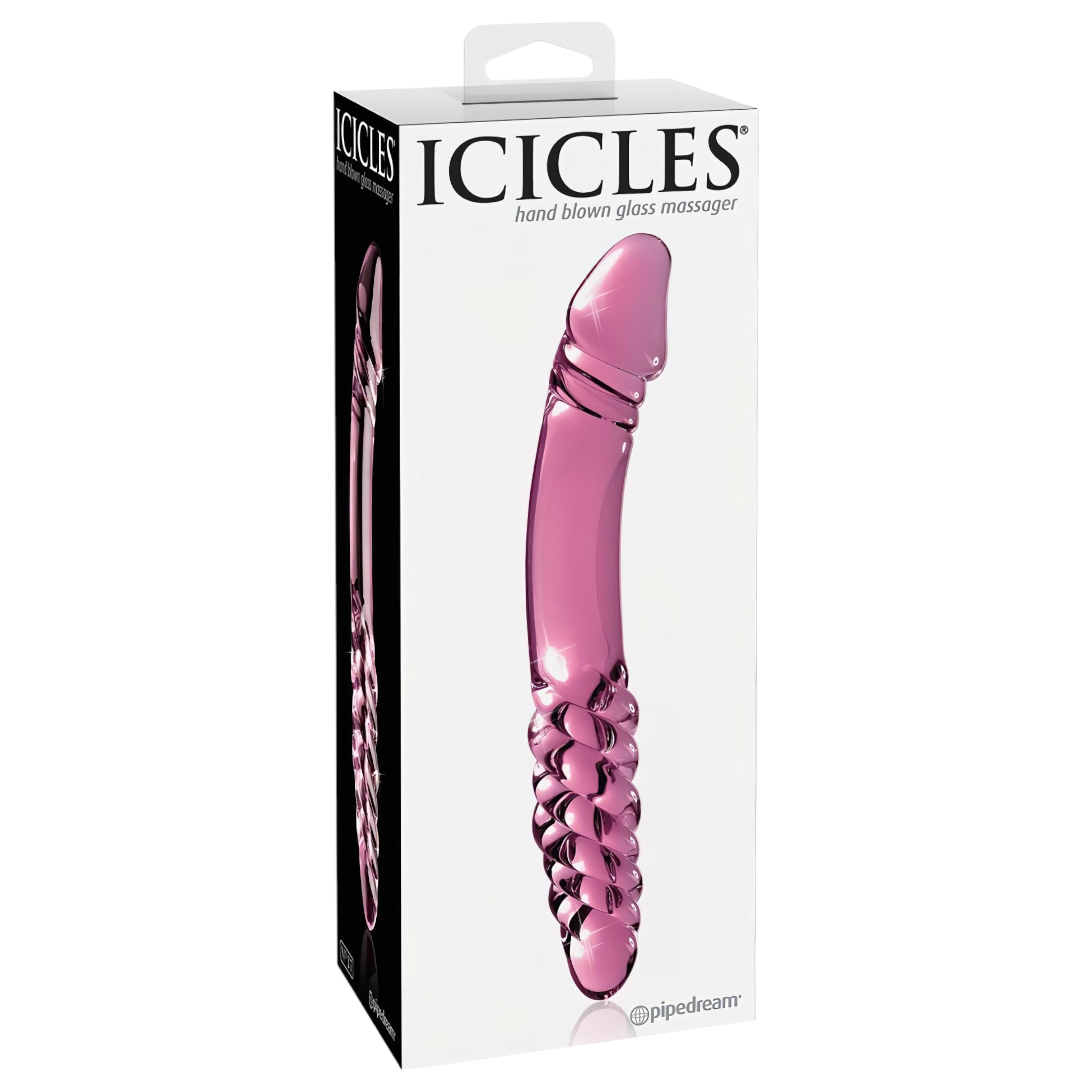 Icicles No. 57 – péniszes kétvégű üveg dildó (pink)