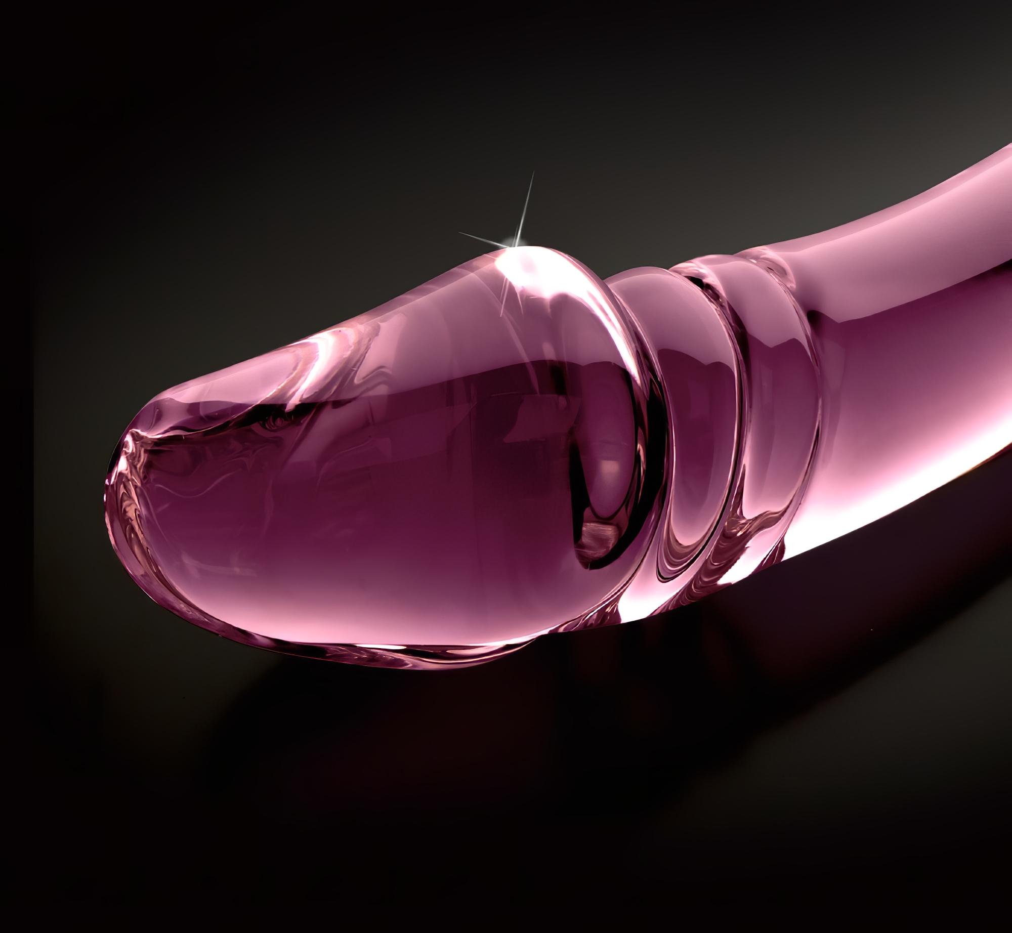 Icicles No. 57 – péniszes kétvégű üveg dildó (pink)