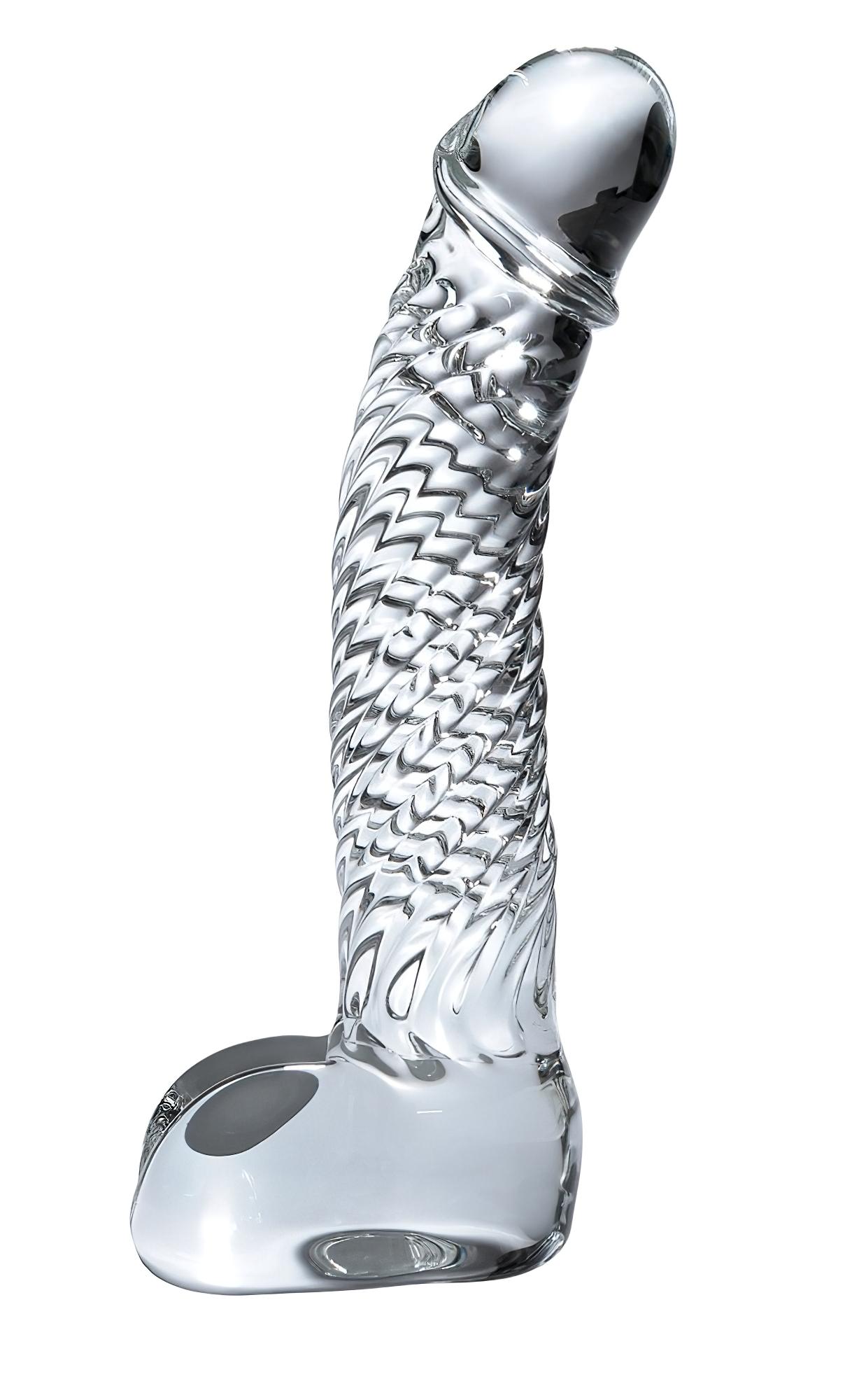 Icicles No. 61 – herés, péniszes üveg dildó (átlátszó)