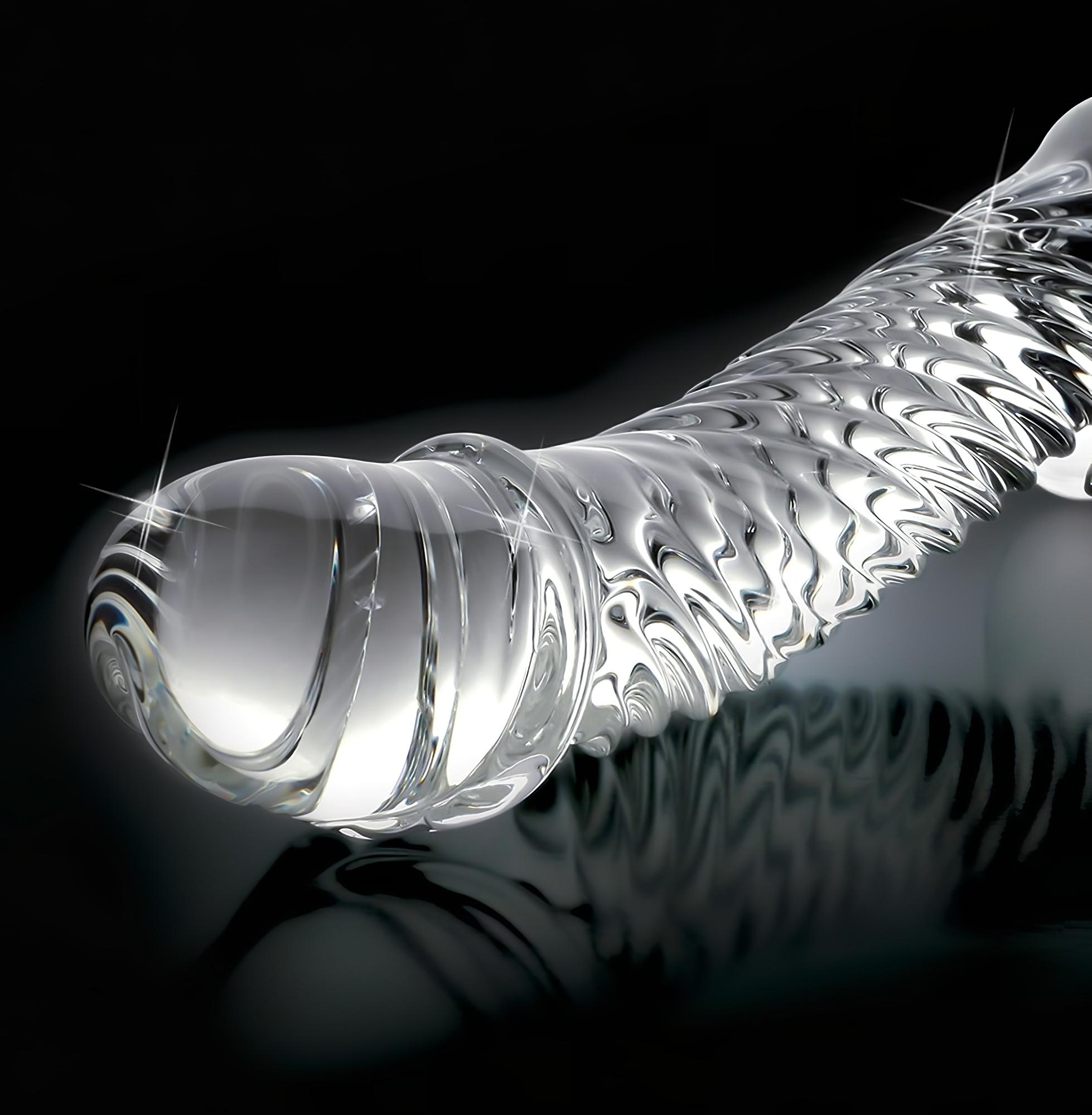 Icicles No. 61 – herés, péniszes üveg dildó (átlátszó)