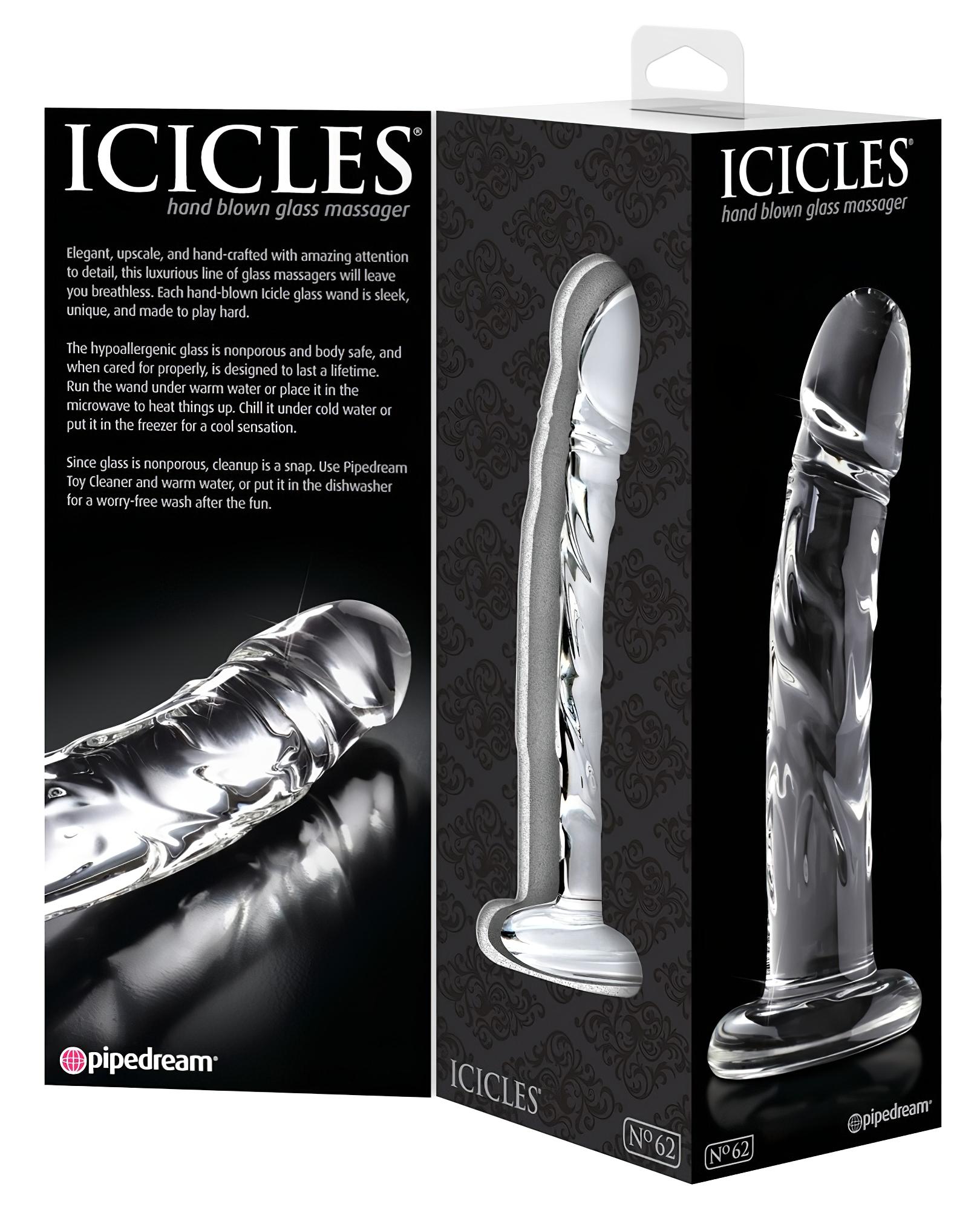 Icicles No. 62 – péniszes üveg dildó (átlátszó)
