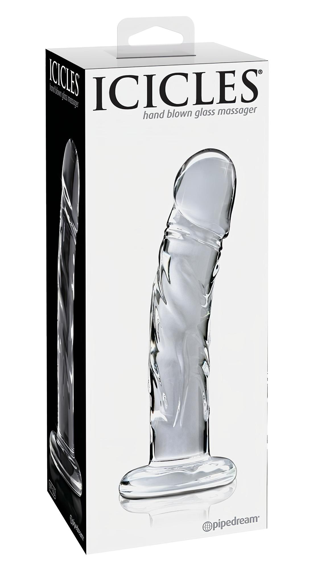 Icicles No. 62 – péniszes üveg dildó (átlátszó)