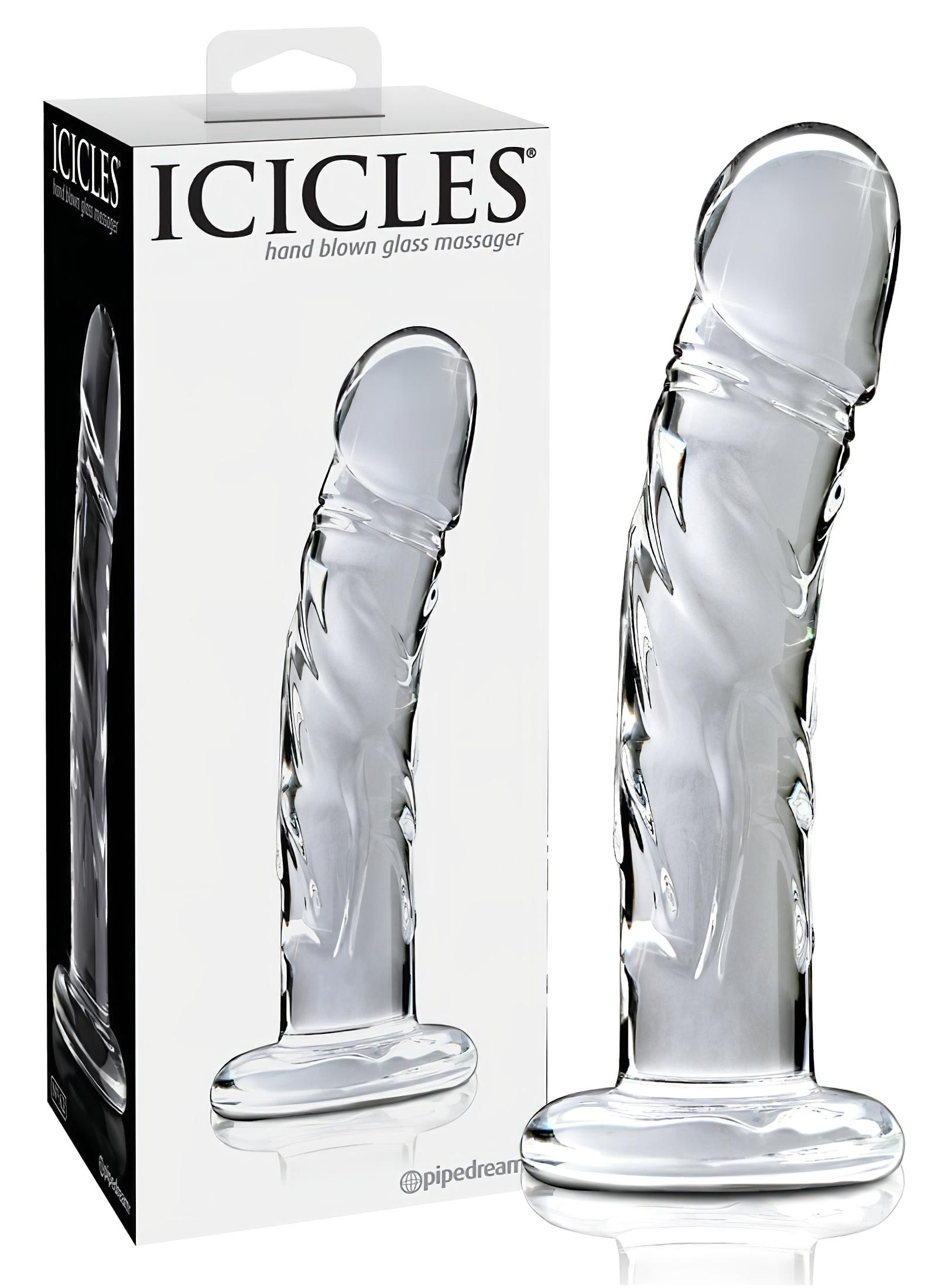 Icicles No. 62 – péniszes üveg dildó (átlátszó)