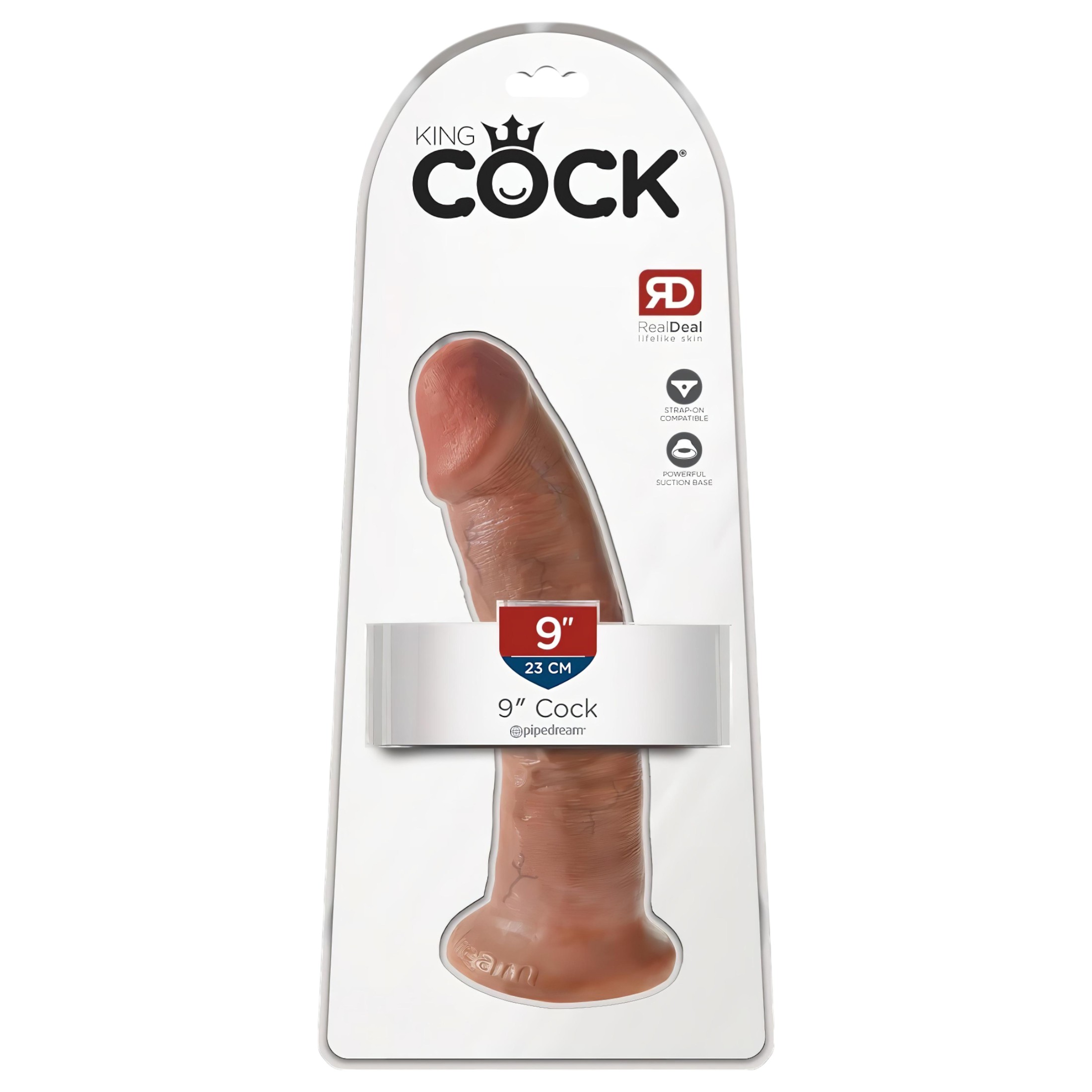 King Cock 9 – tapadókorongos élethű dildó (23cm) – sötét natúr