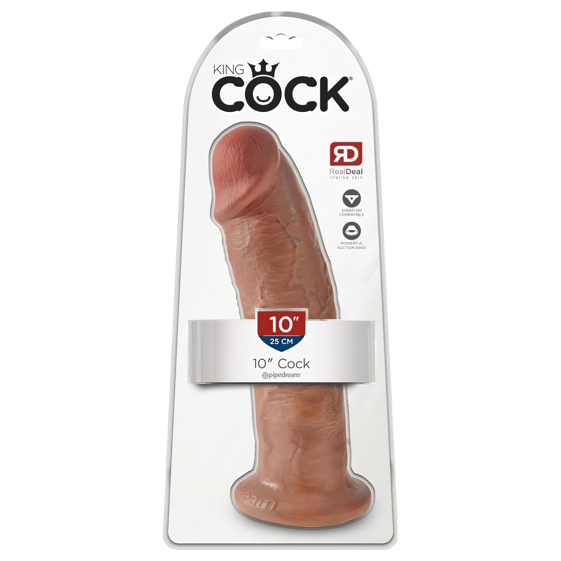 King Cock 10 – nagy tapadókorongos dildó (25cm) – sötét natúr