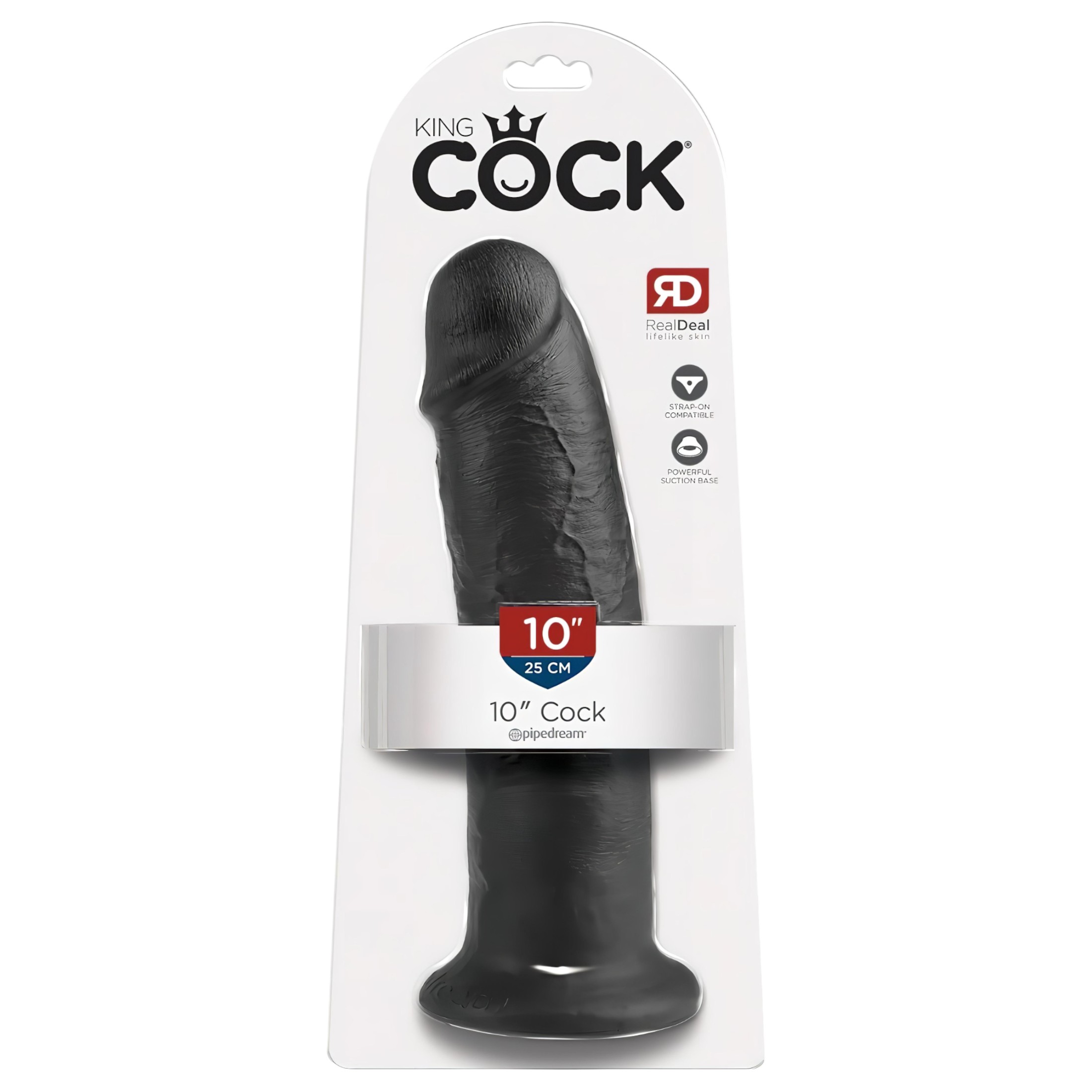 King Cock 10 – tapadókorongos dildó (25cm) – fekete